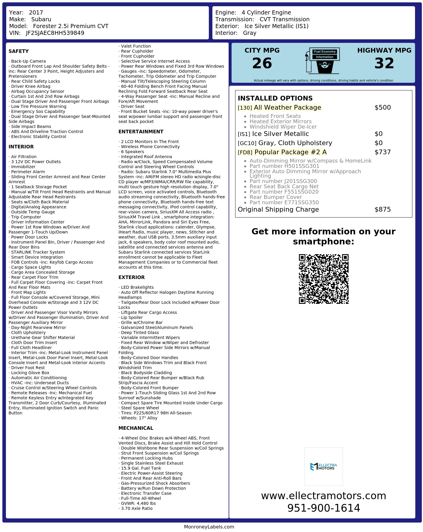Monroney Label