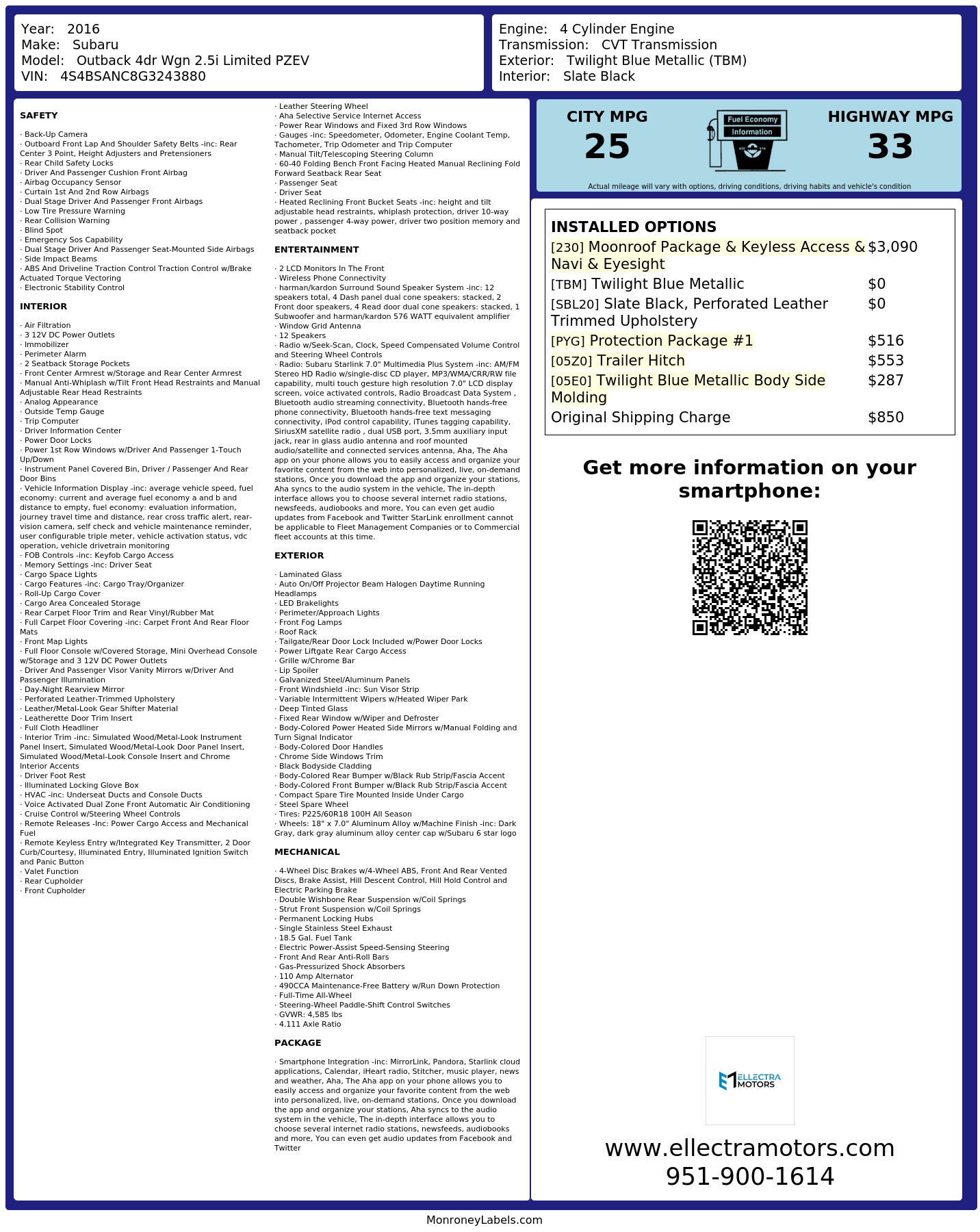 Monroney Label