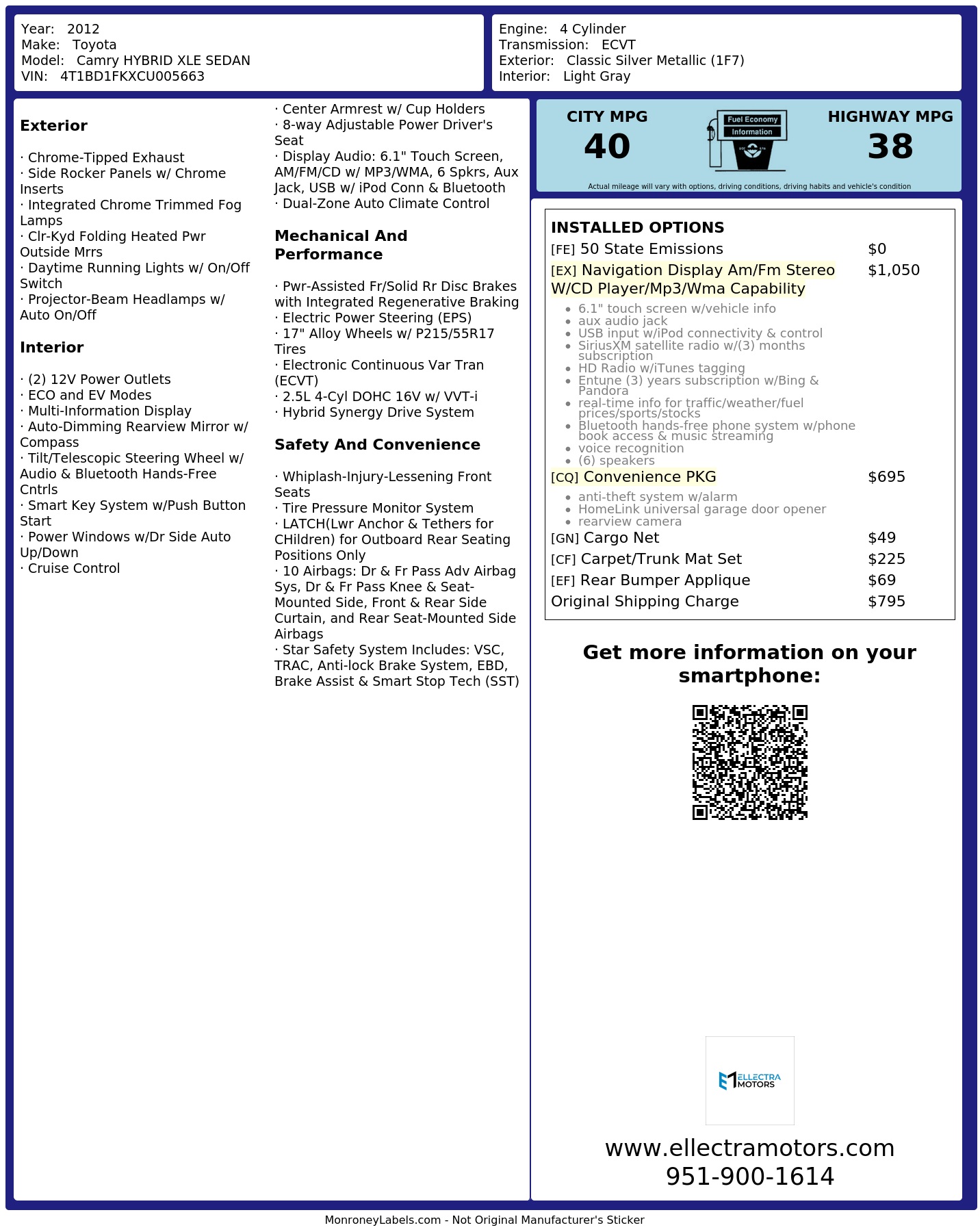 Monroney Label