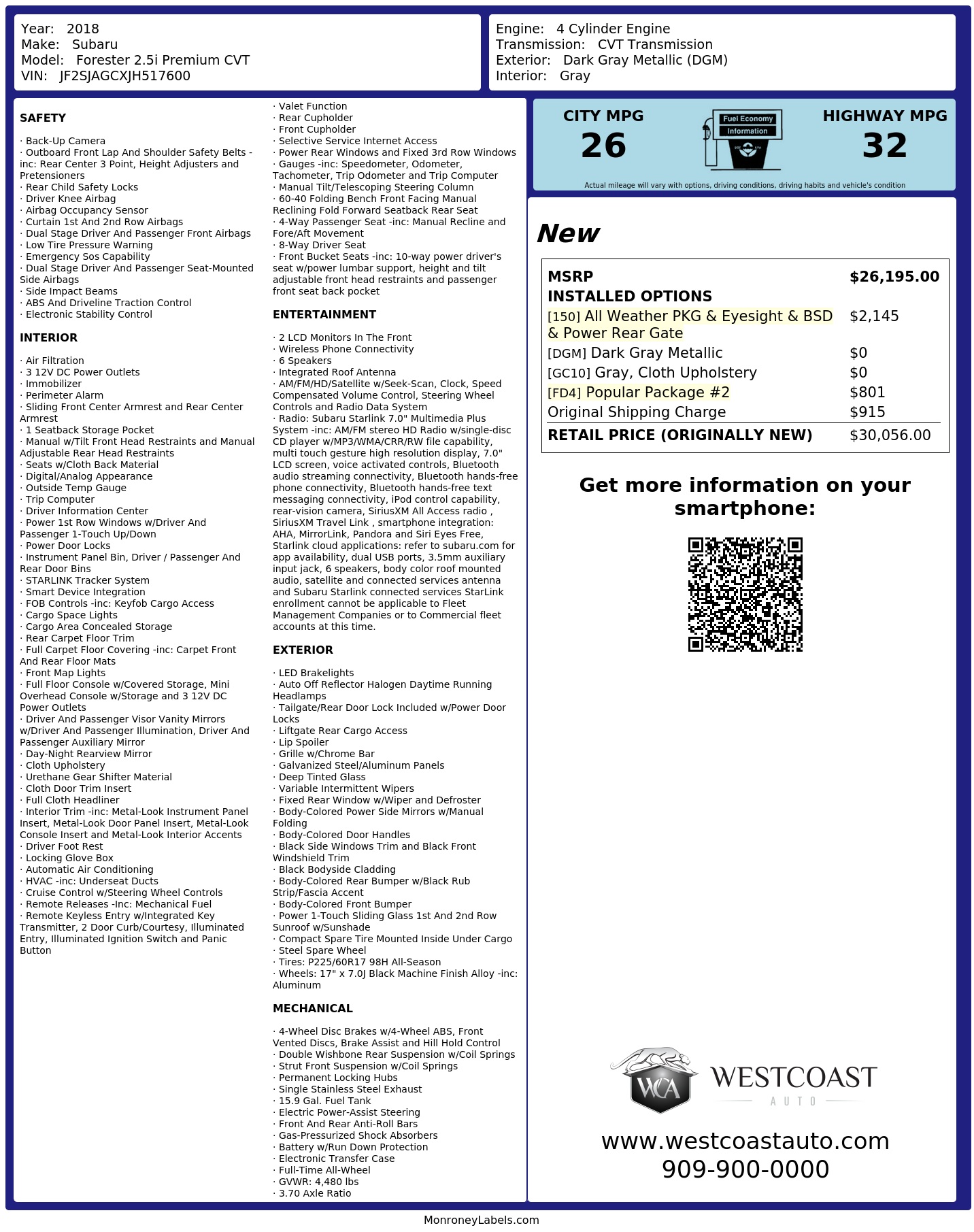 Monroney Label