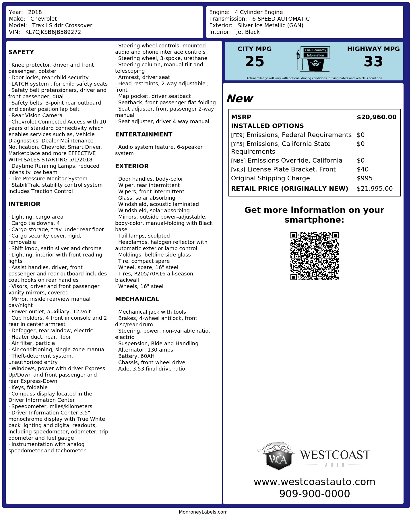 Monroney Label