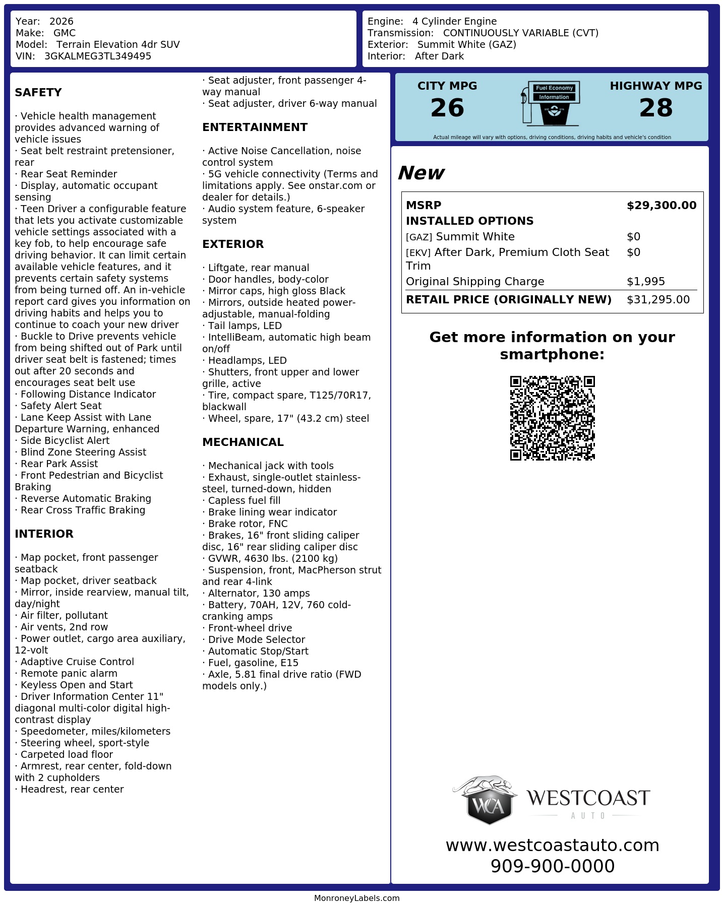 Monroney Label