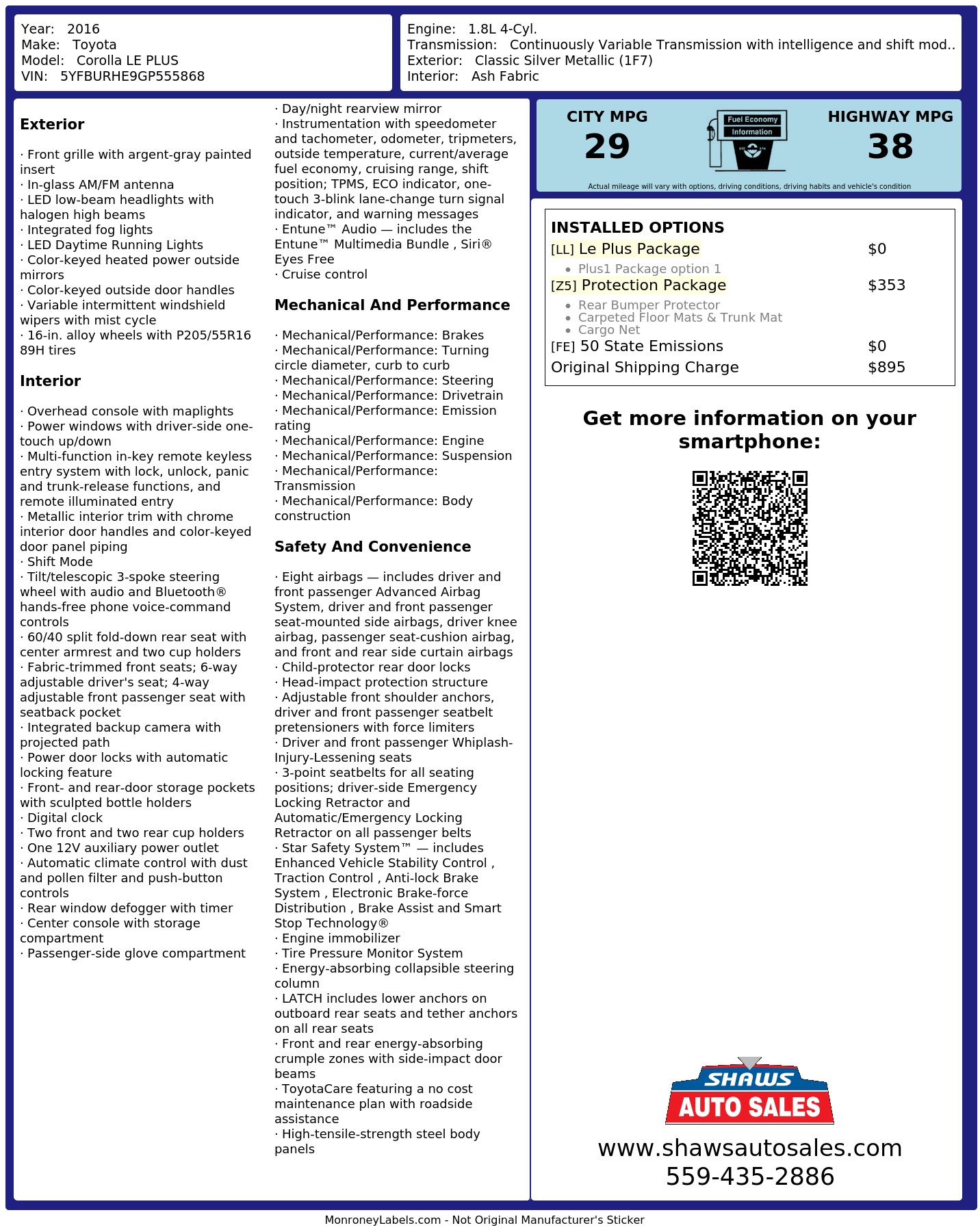 Monroney Label