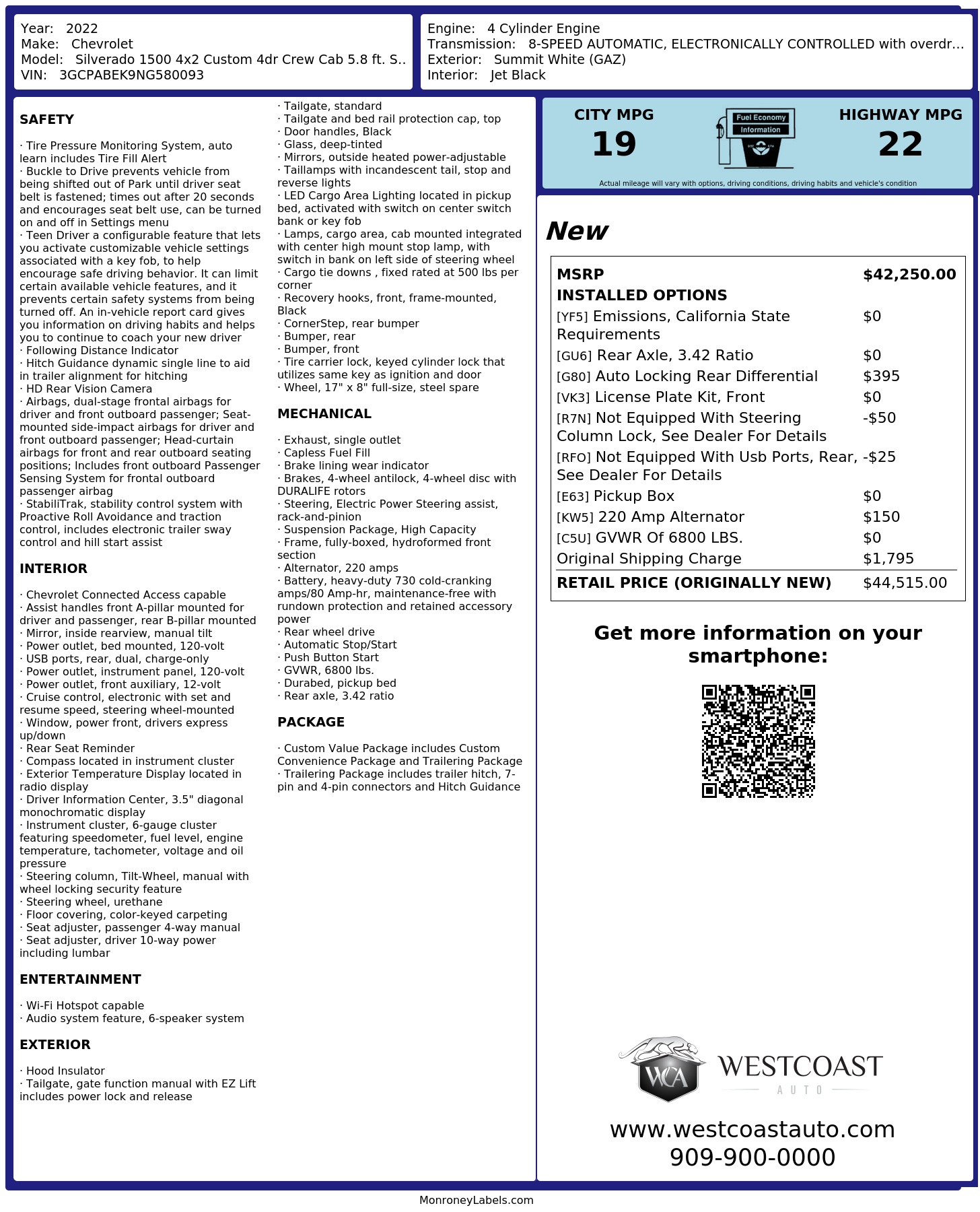 Monroney Label