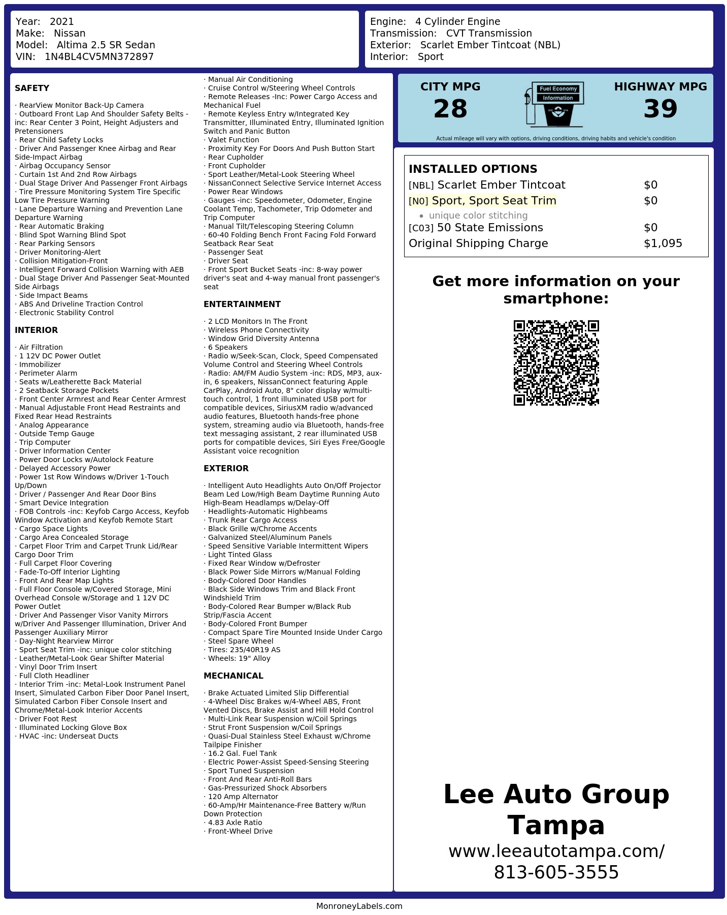 Monroney Label