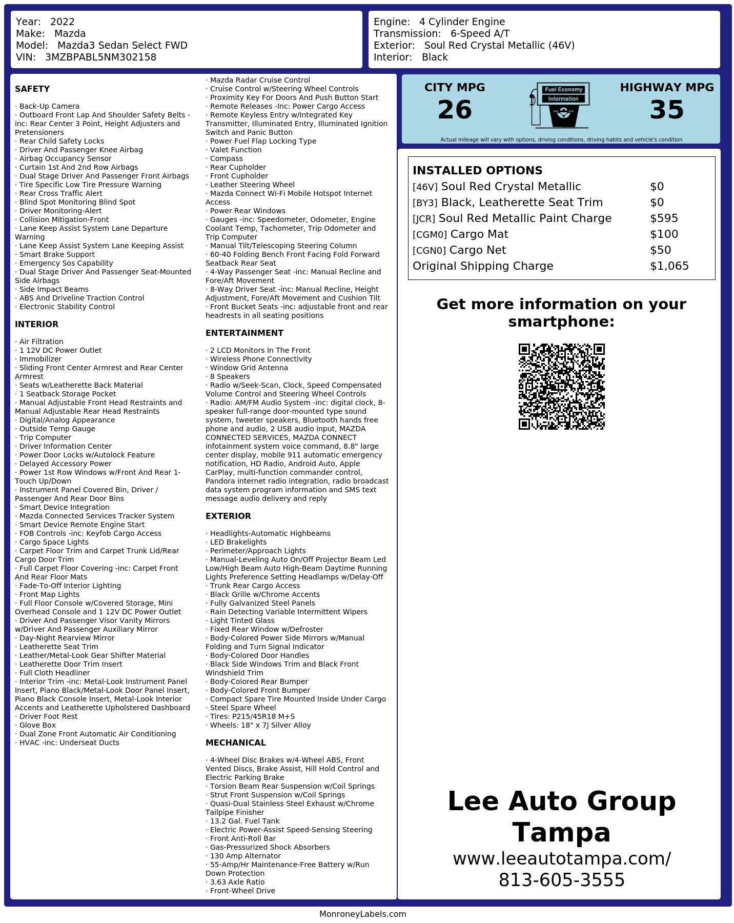 Monroney Label