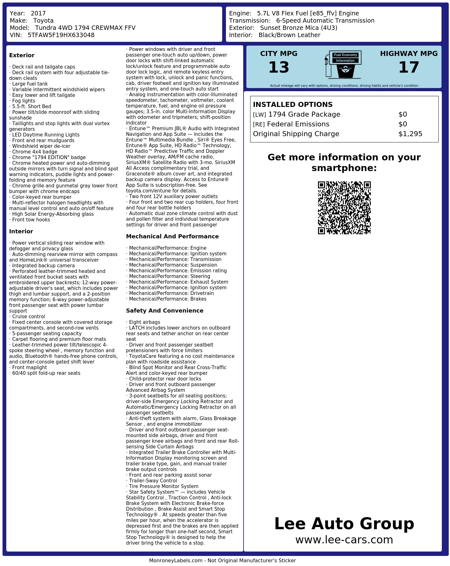Monroney Label