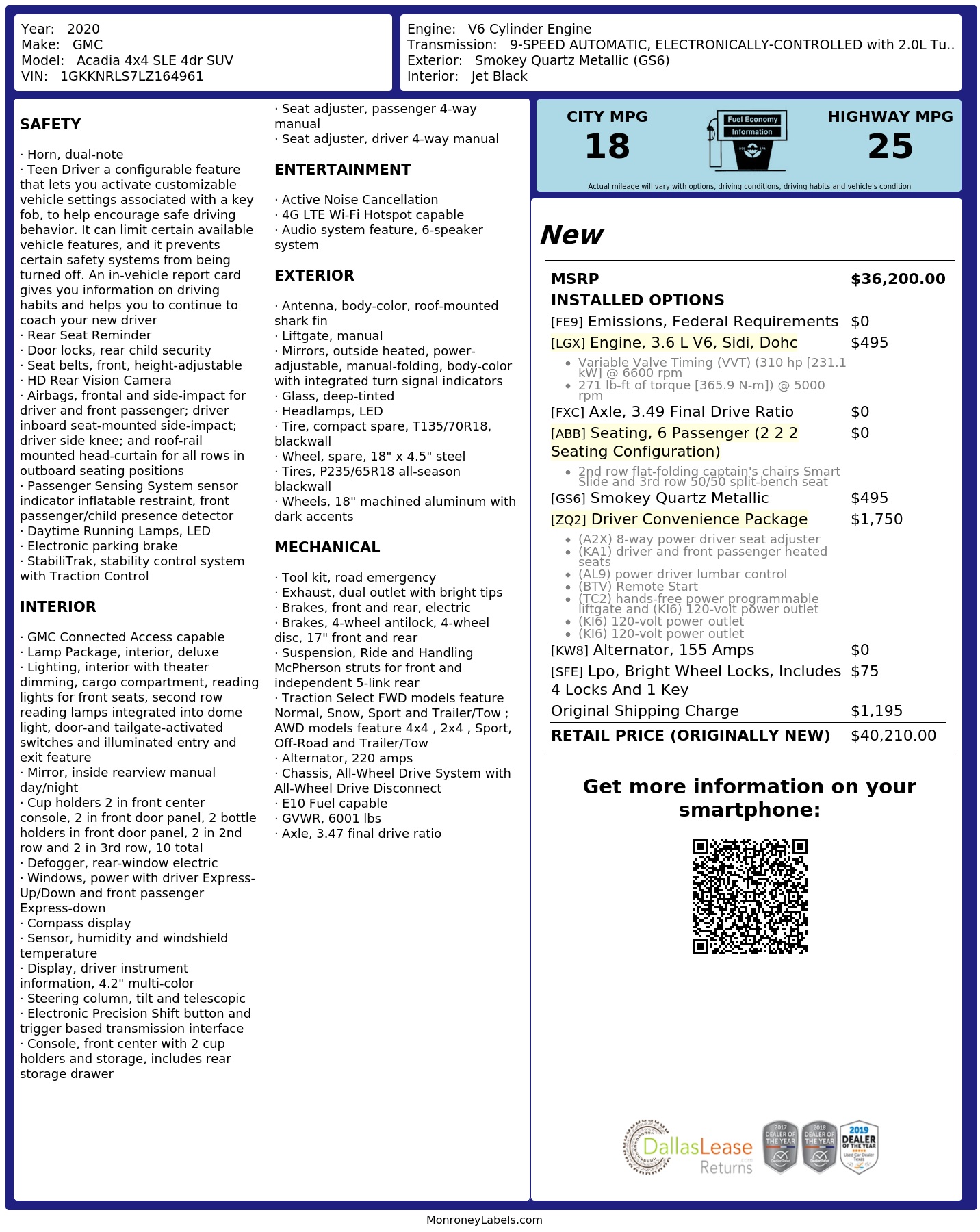 Monroney Label