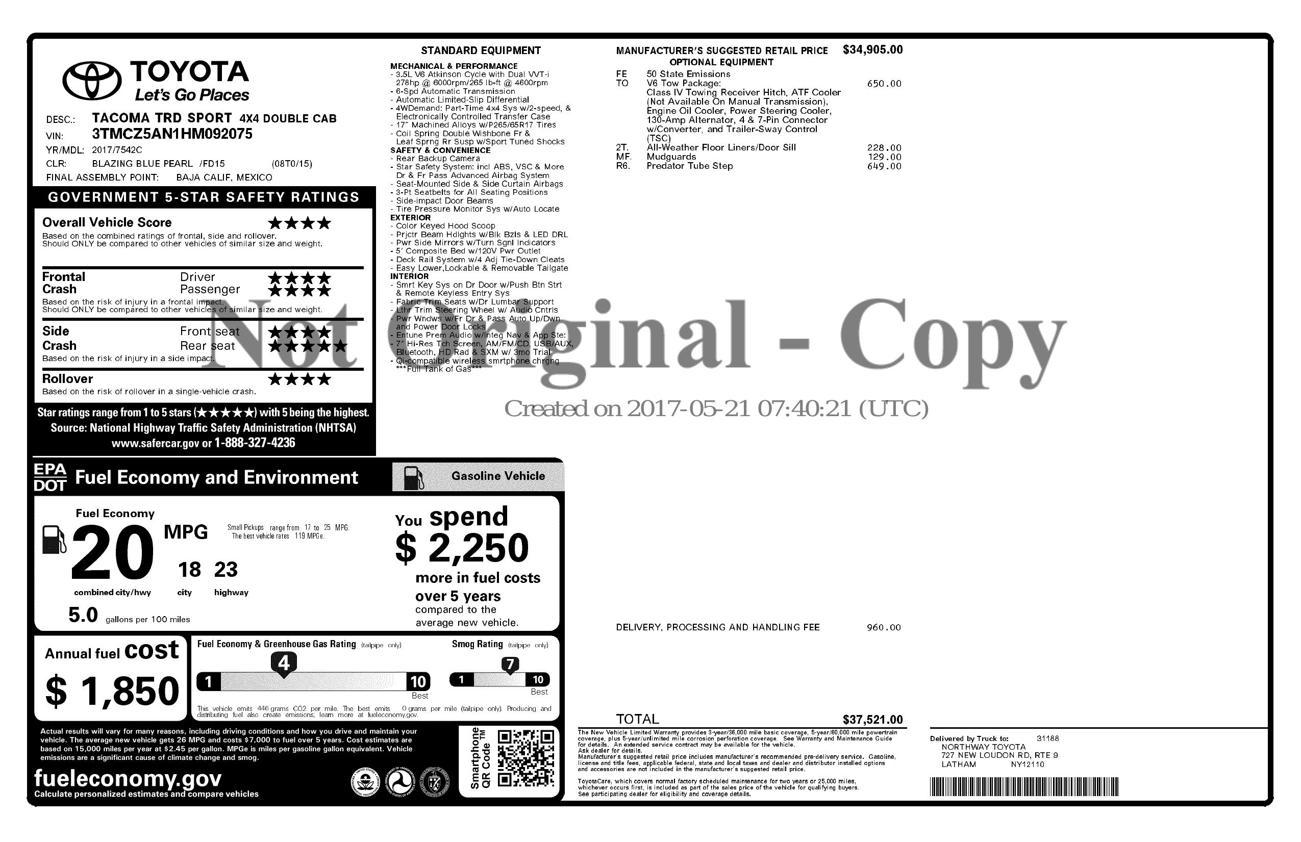 Monroney Label