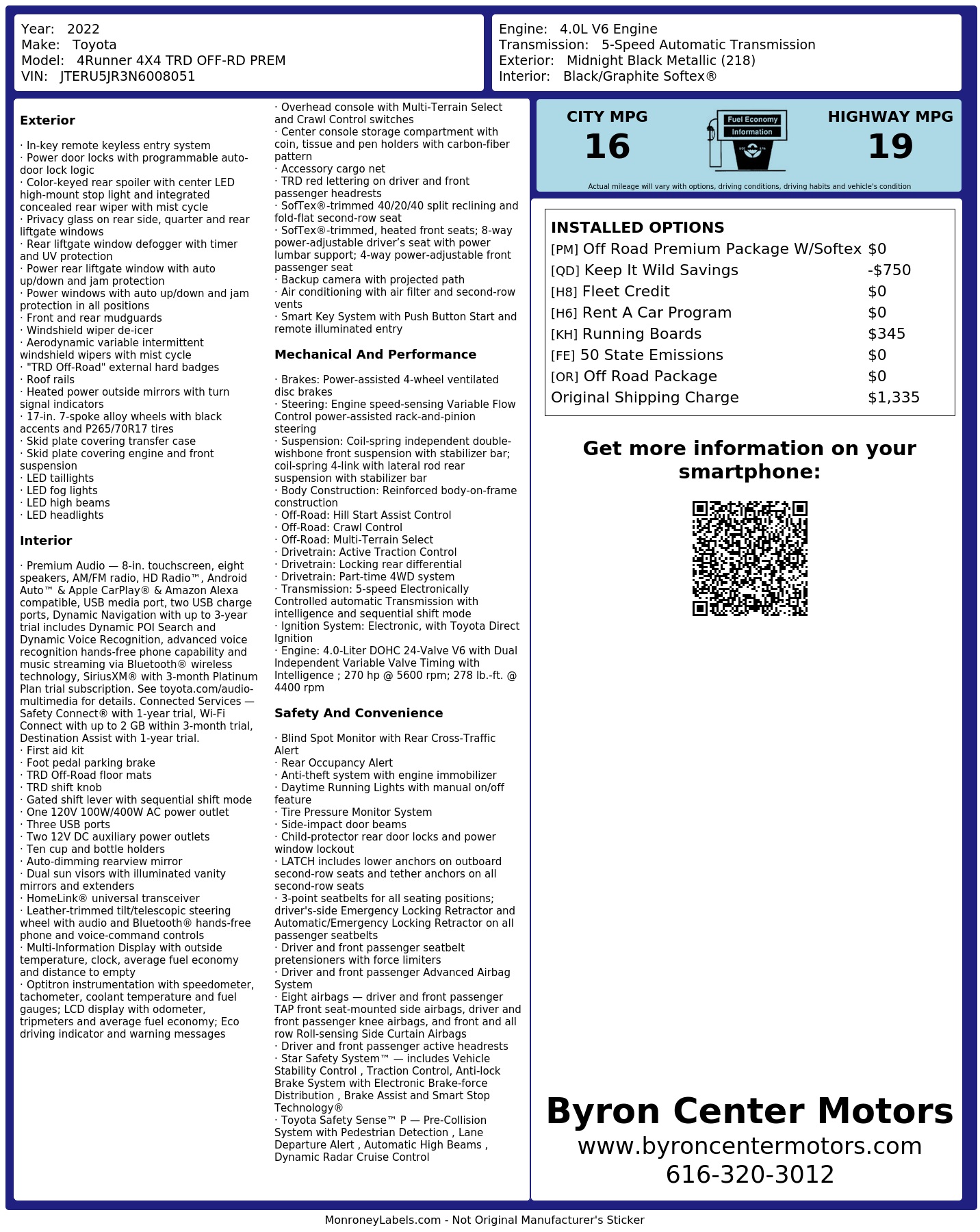 Monroney Label