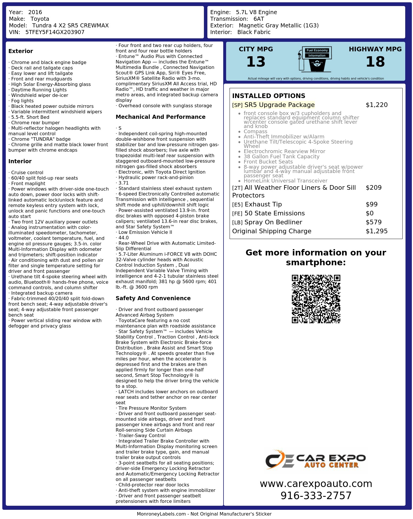 Monroney Label