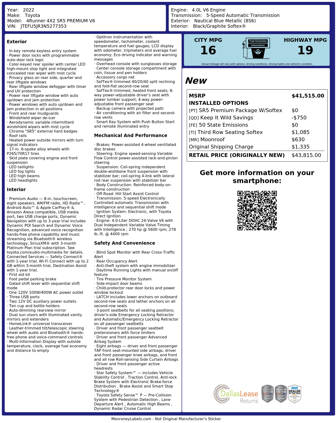 Monroney Label