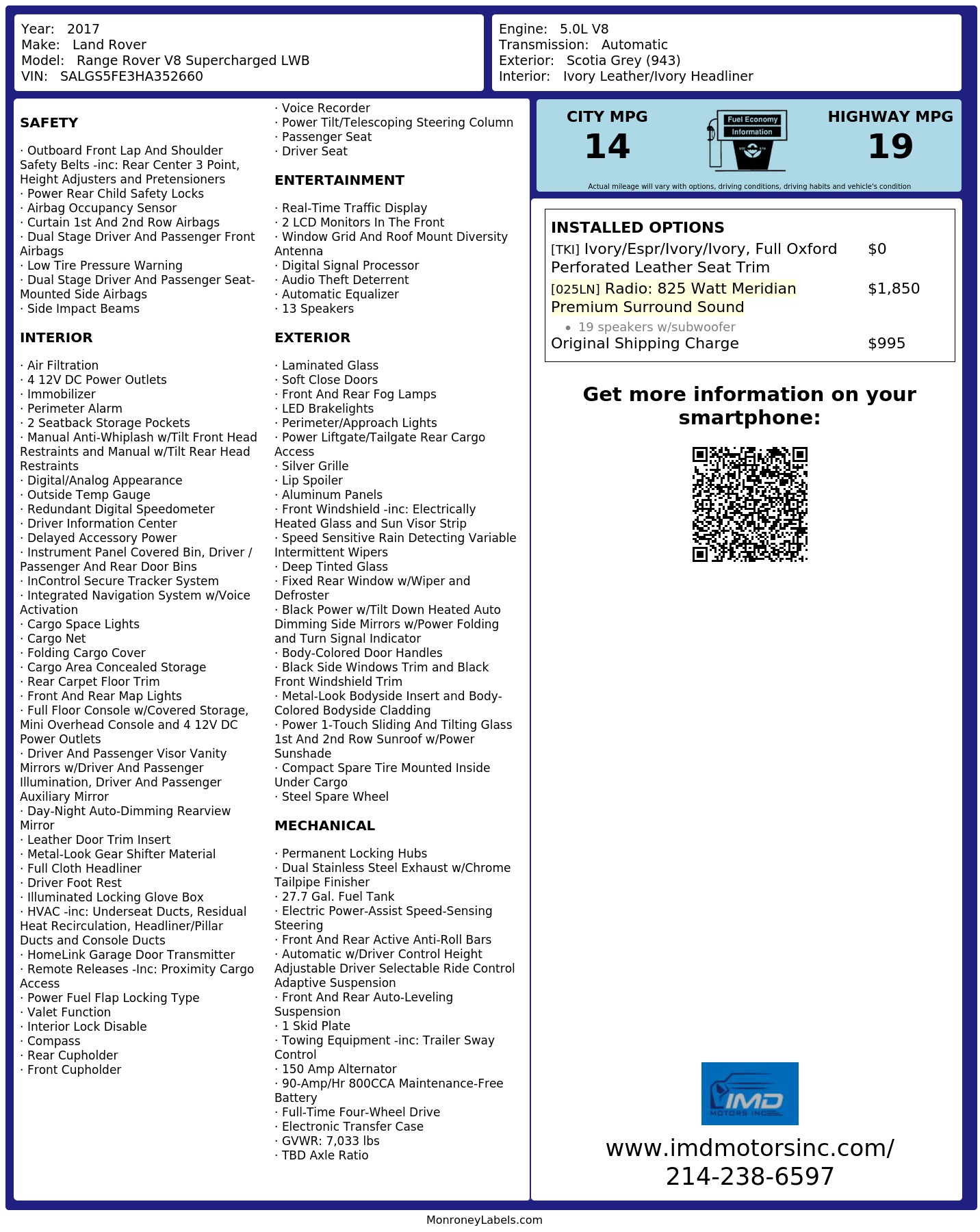 Monroney Label