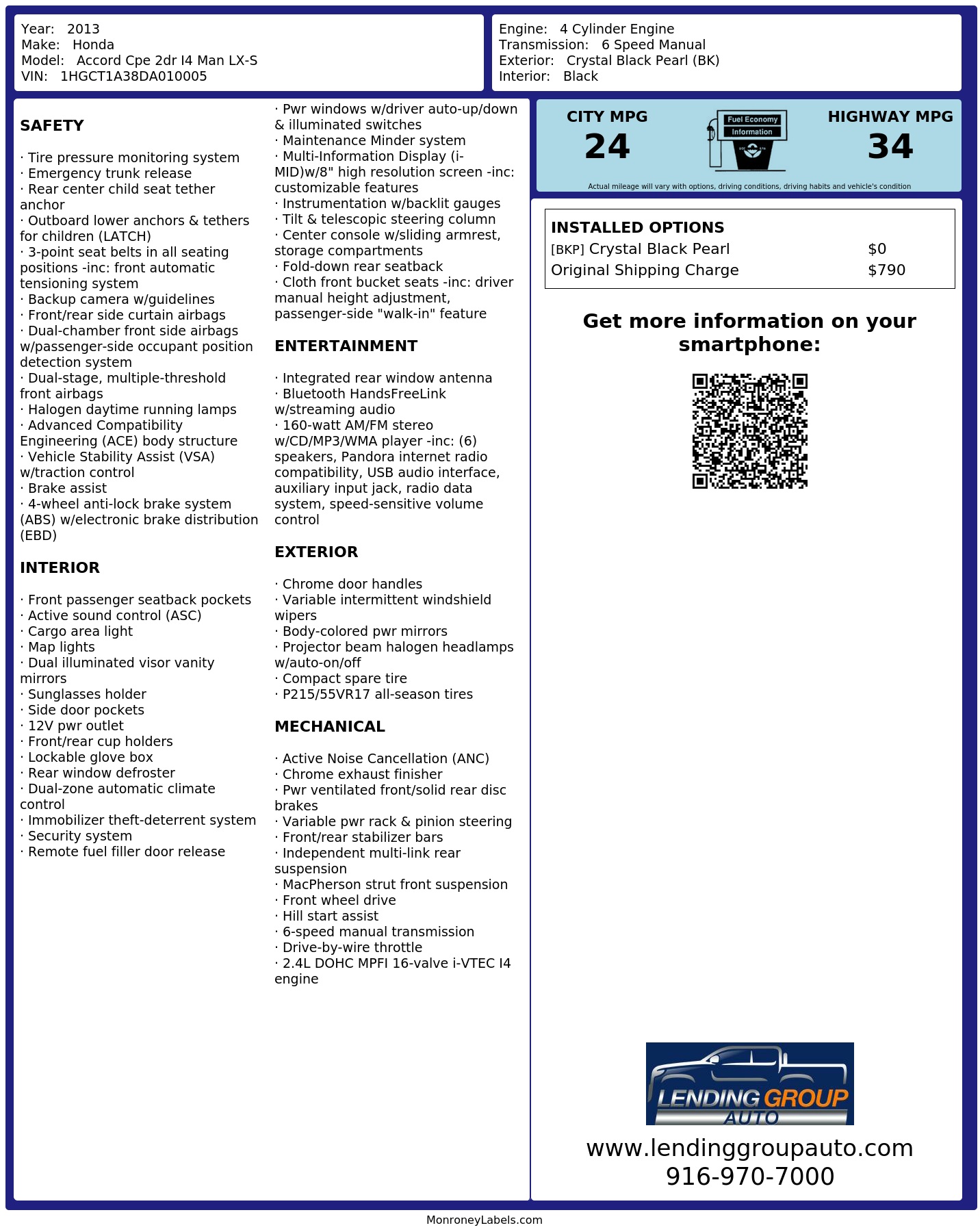 Monroney Label