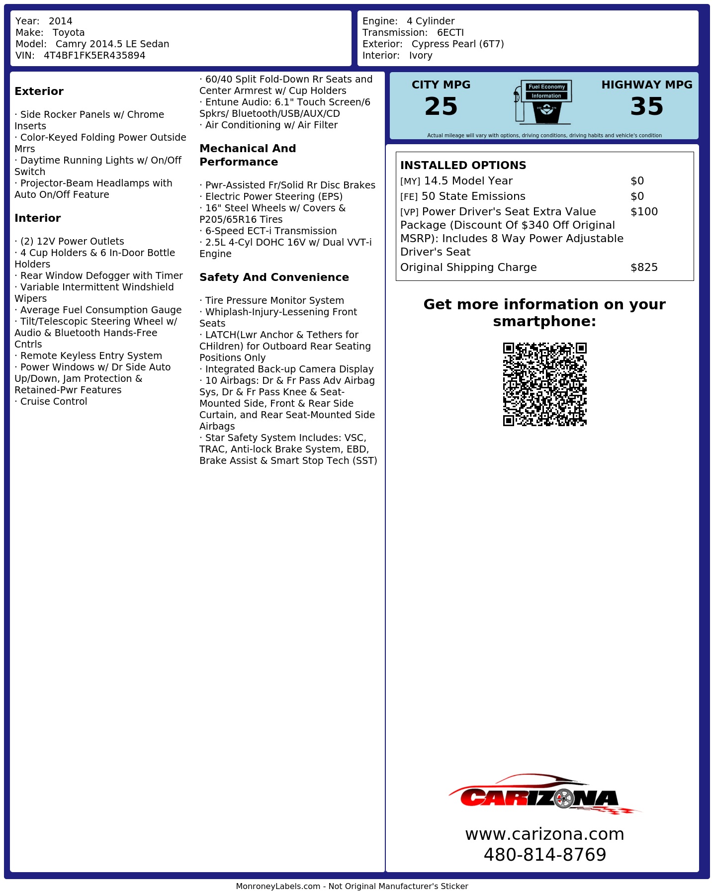 Monroney Label