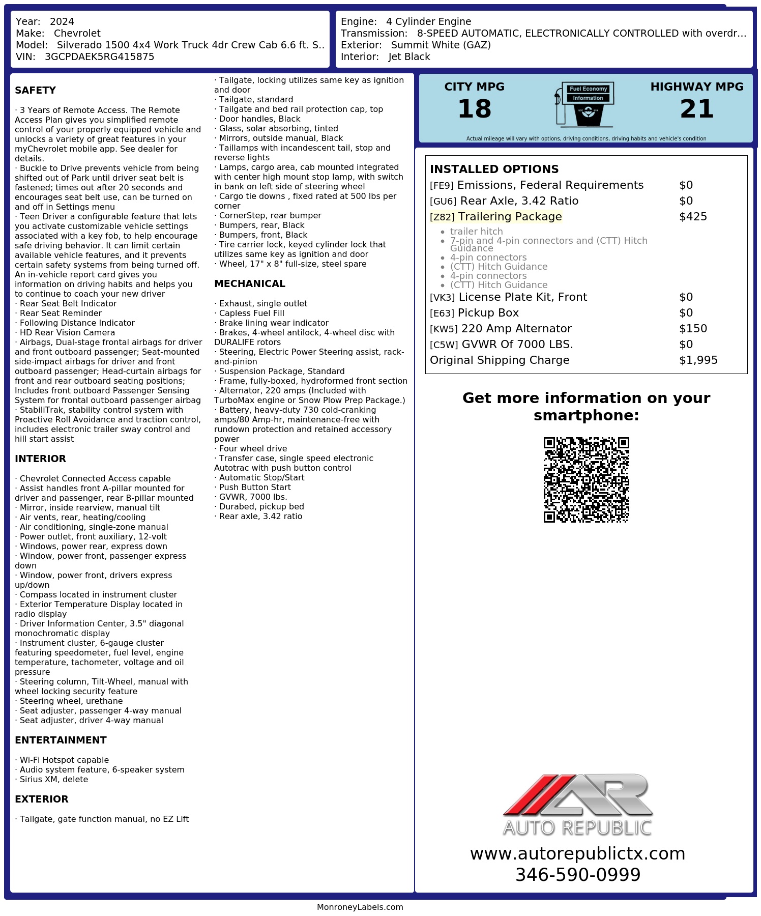 Monroney Label
