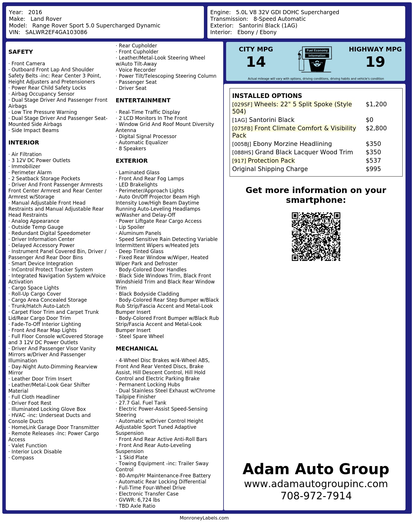 Monroney Label