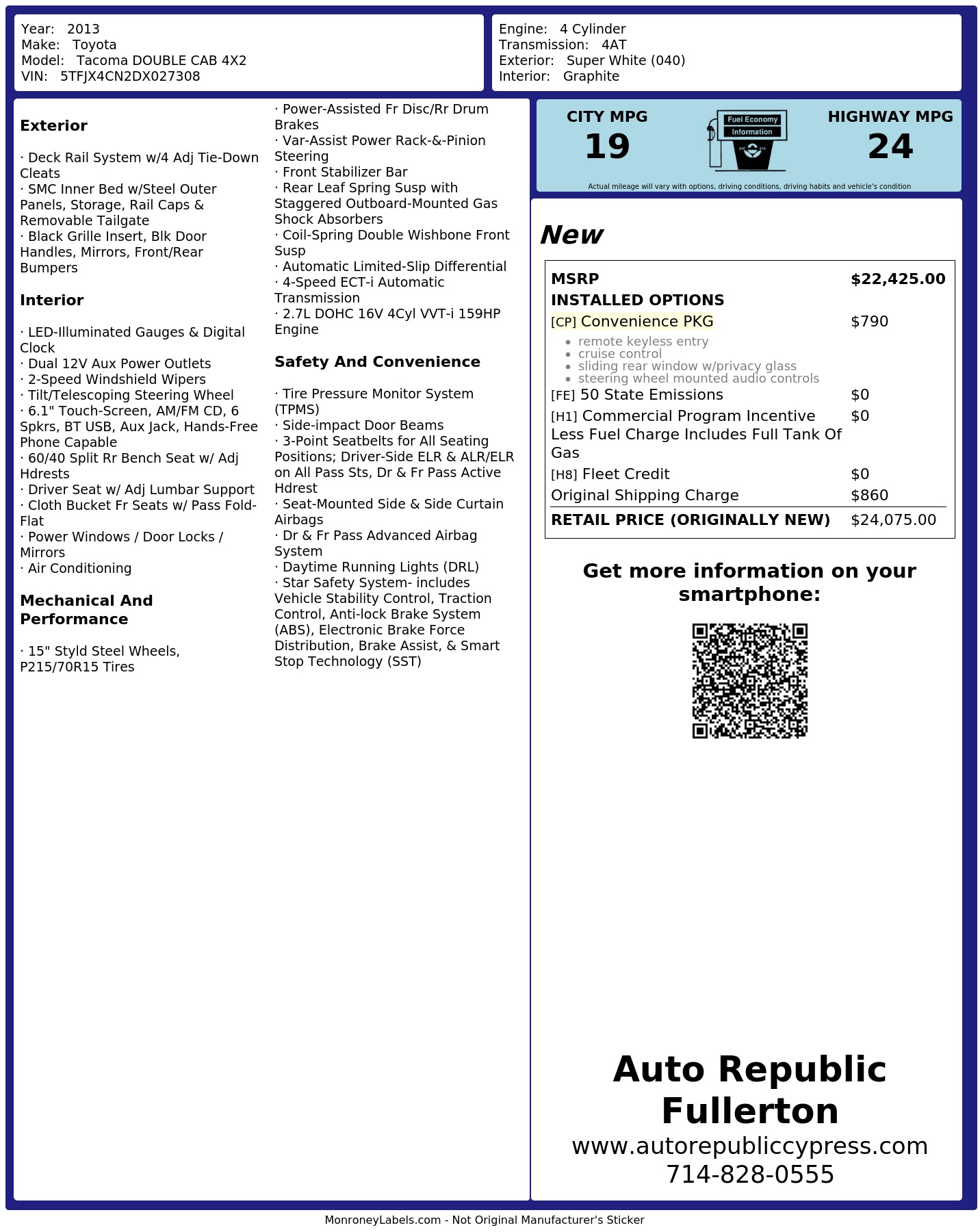 Monroney Label
