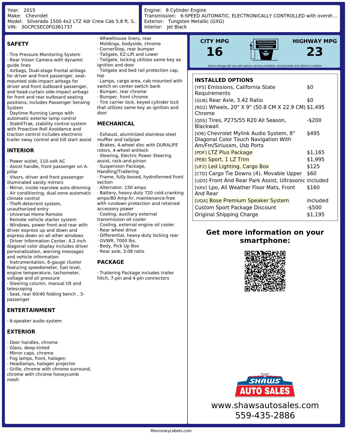 Monroney Label