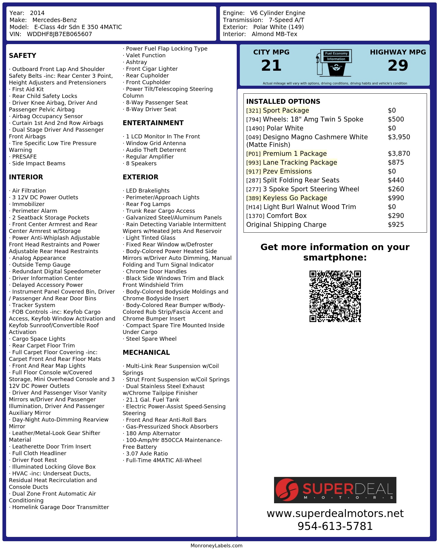 Monroney Label