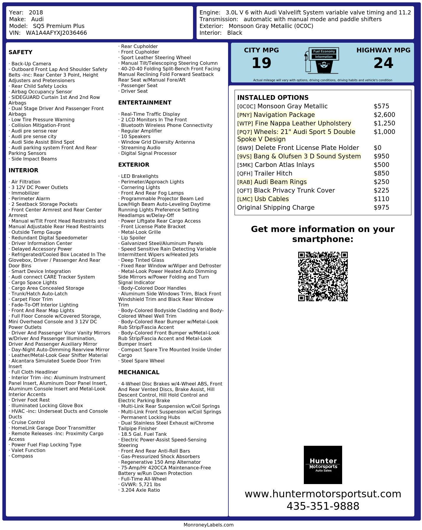 Monroney Label