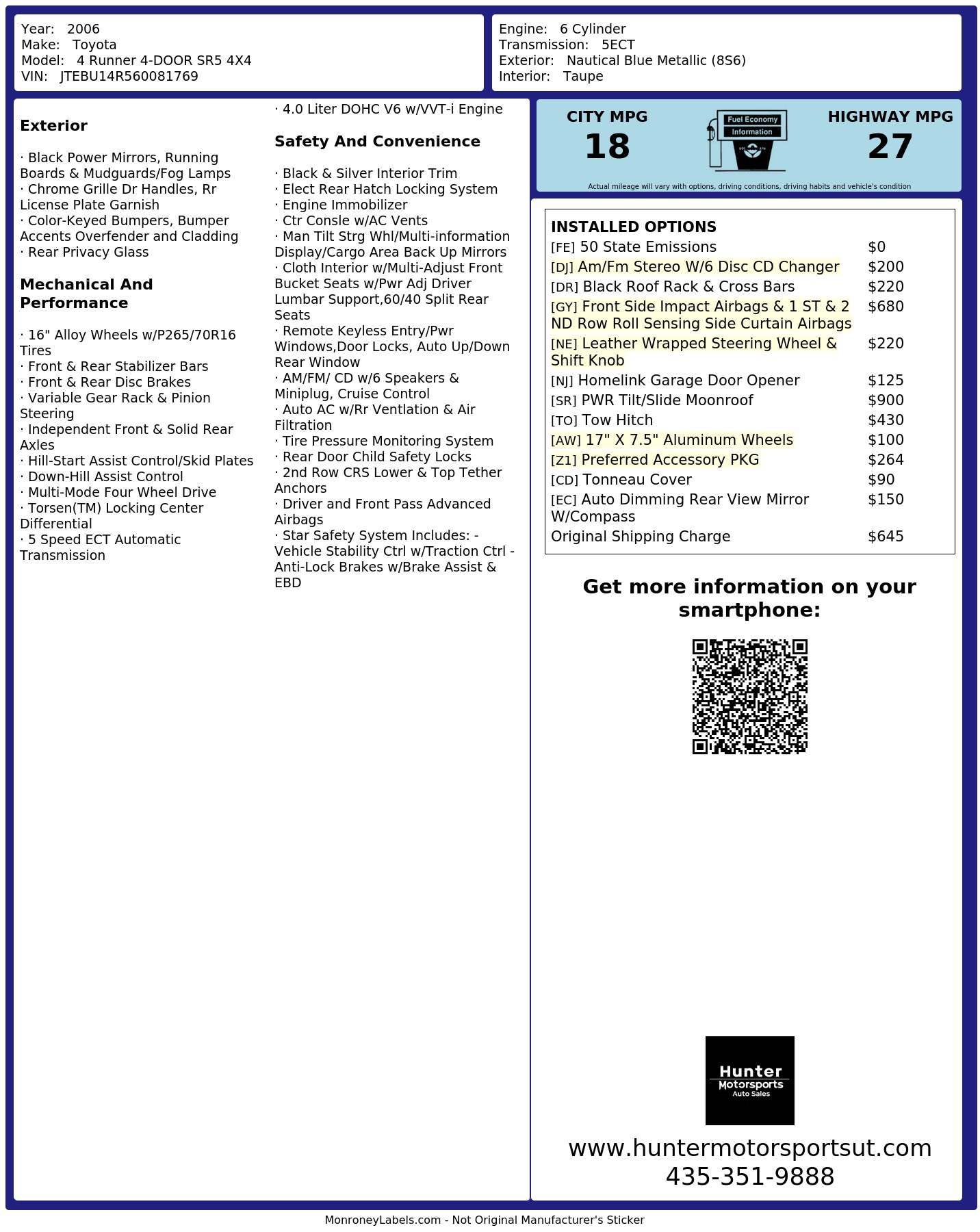 Monroney Label