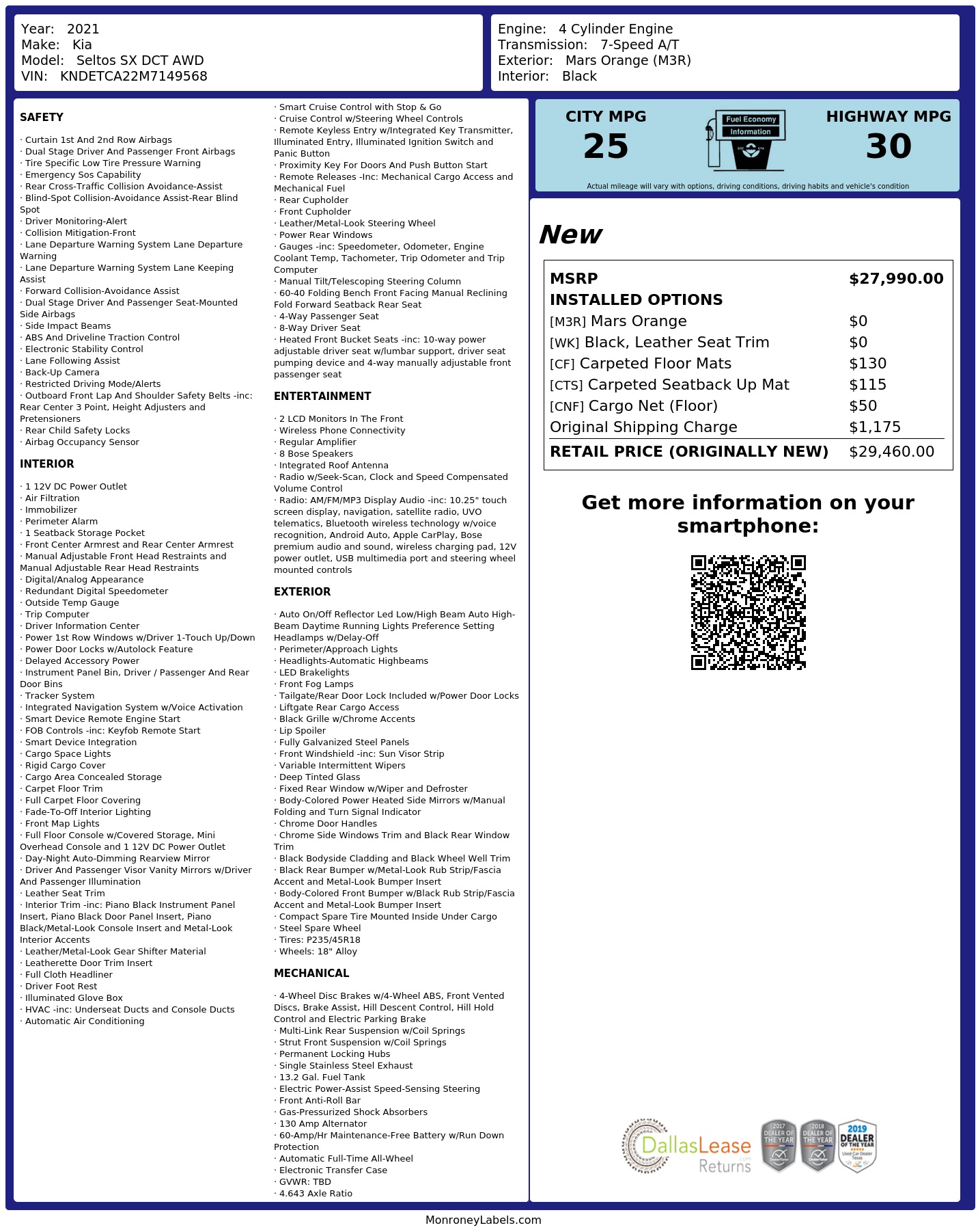 Monroney Label