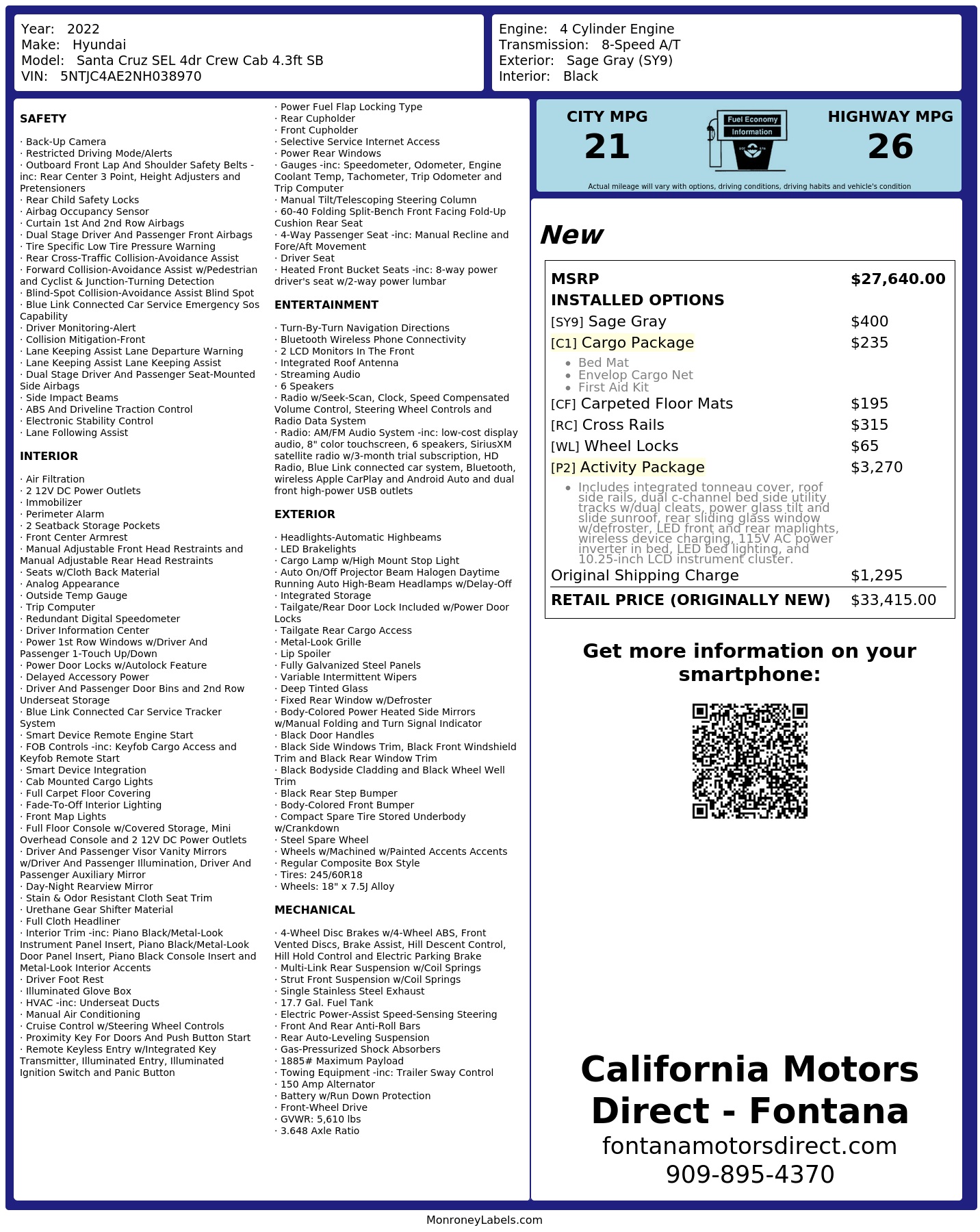 Monroney Label