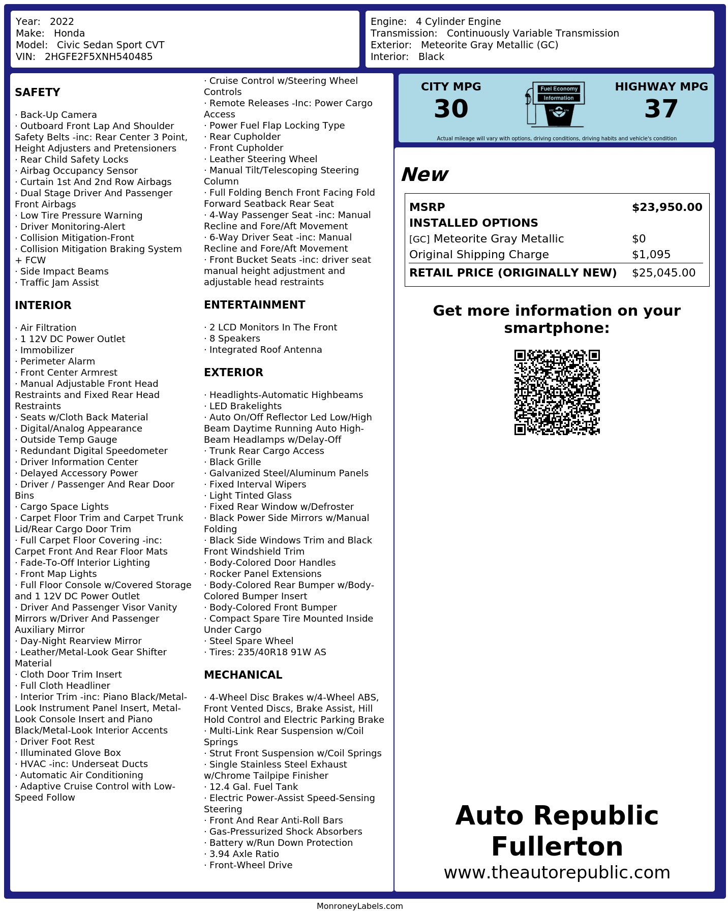 Monroney Label