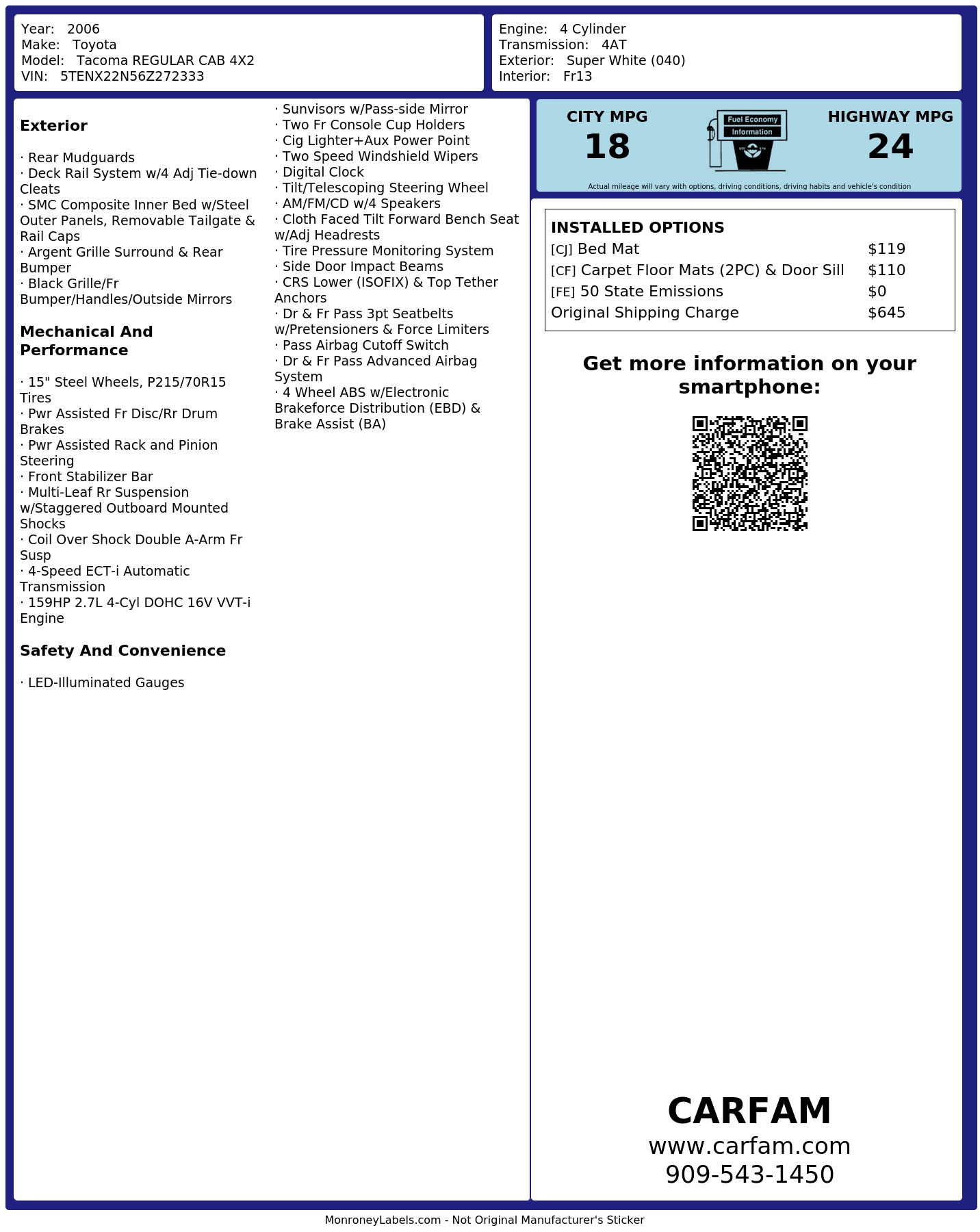 Monroney Label