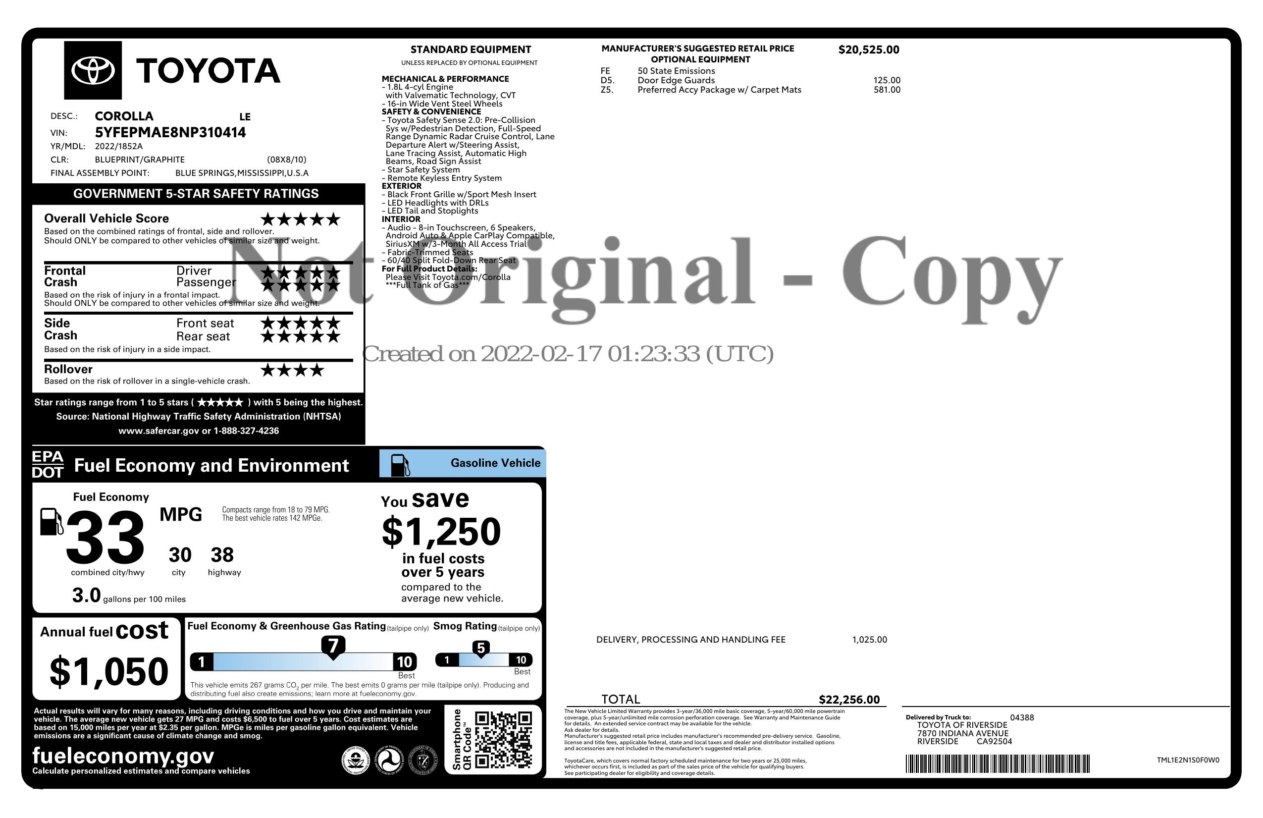 Monroney Label