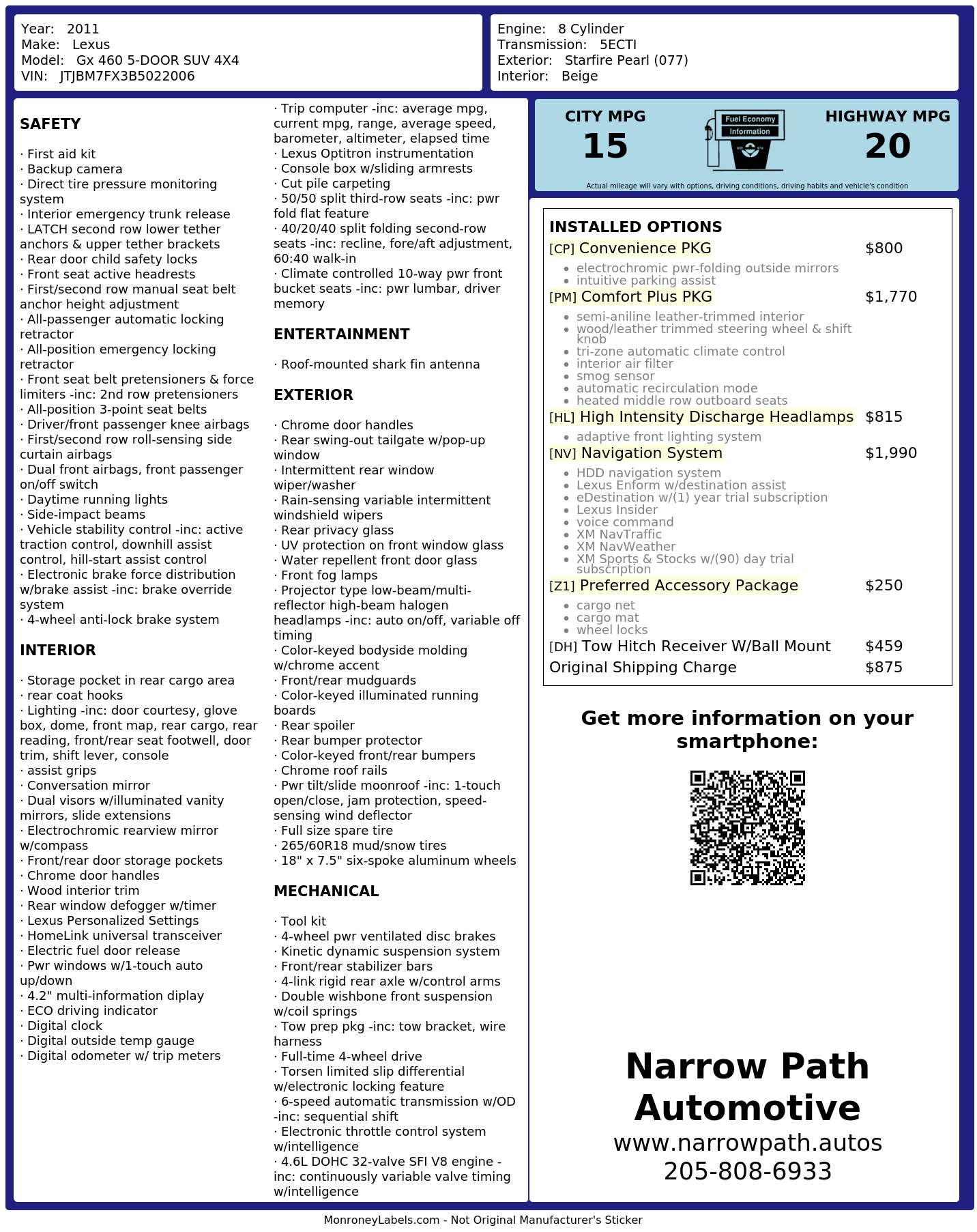 Monroney Label