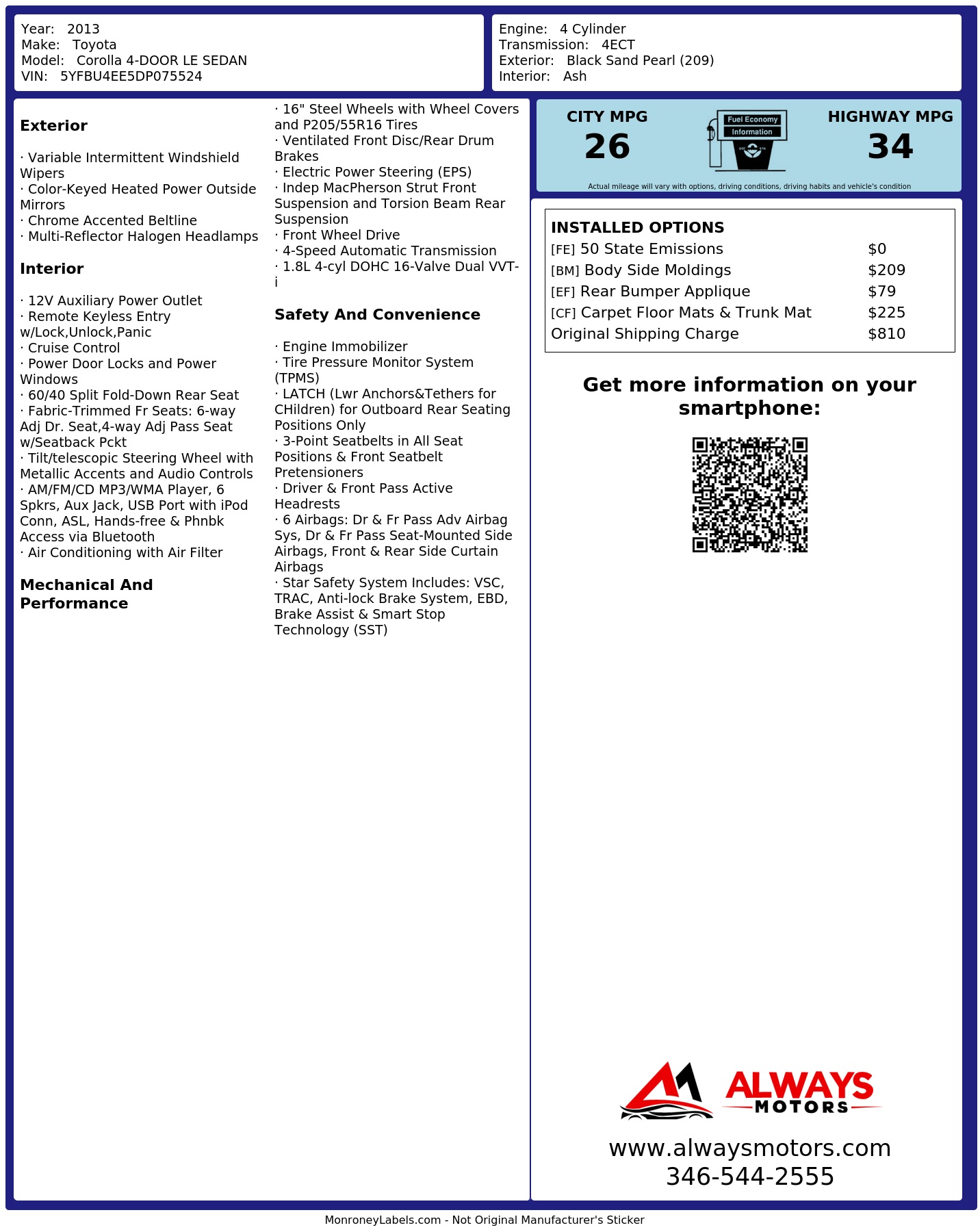 Monroney Label