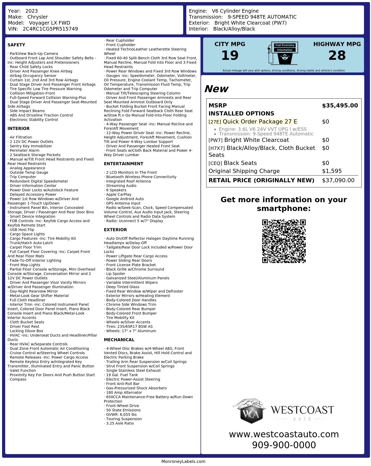 Monroney Label