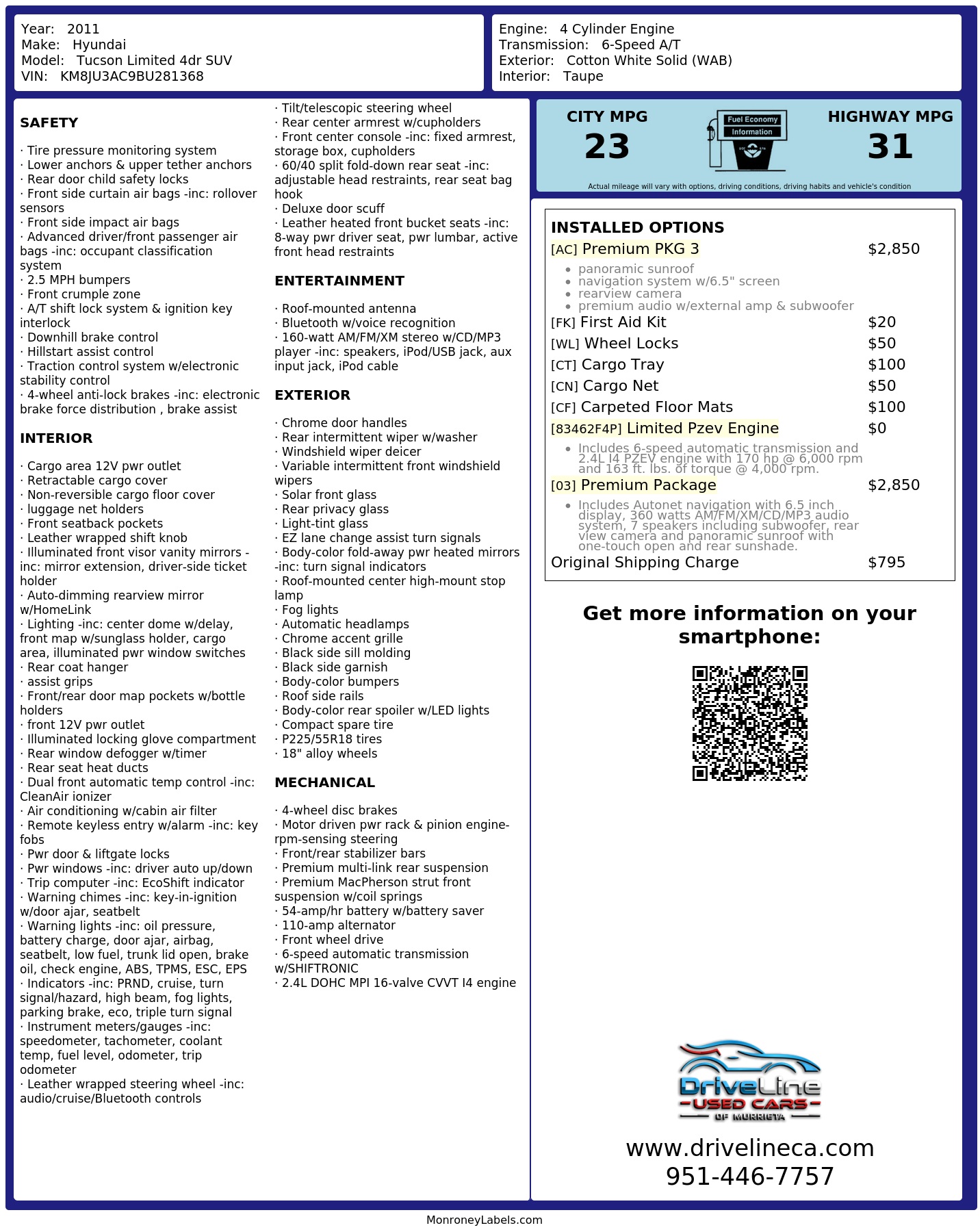 Monroney Label