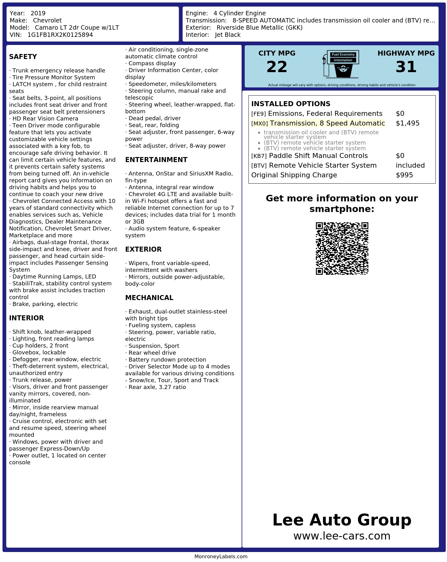 Monroney Label