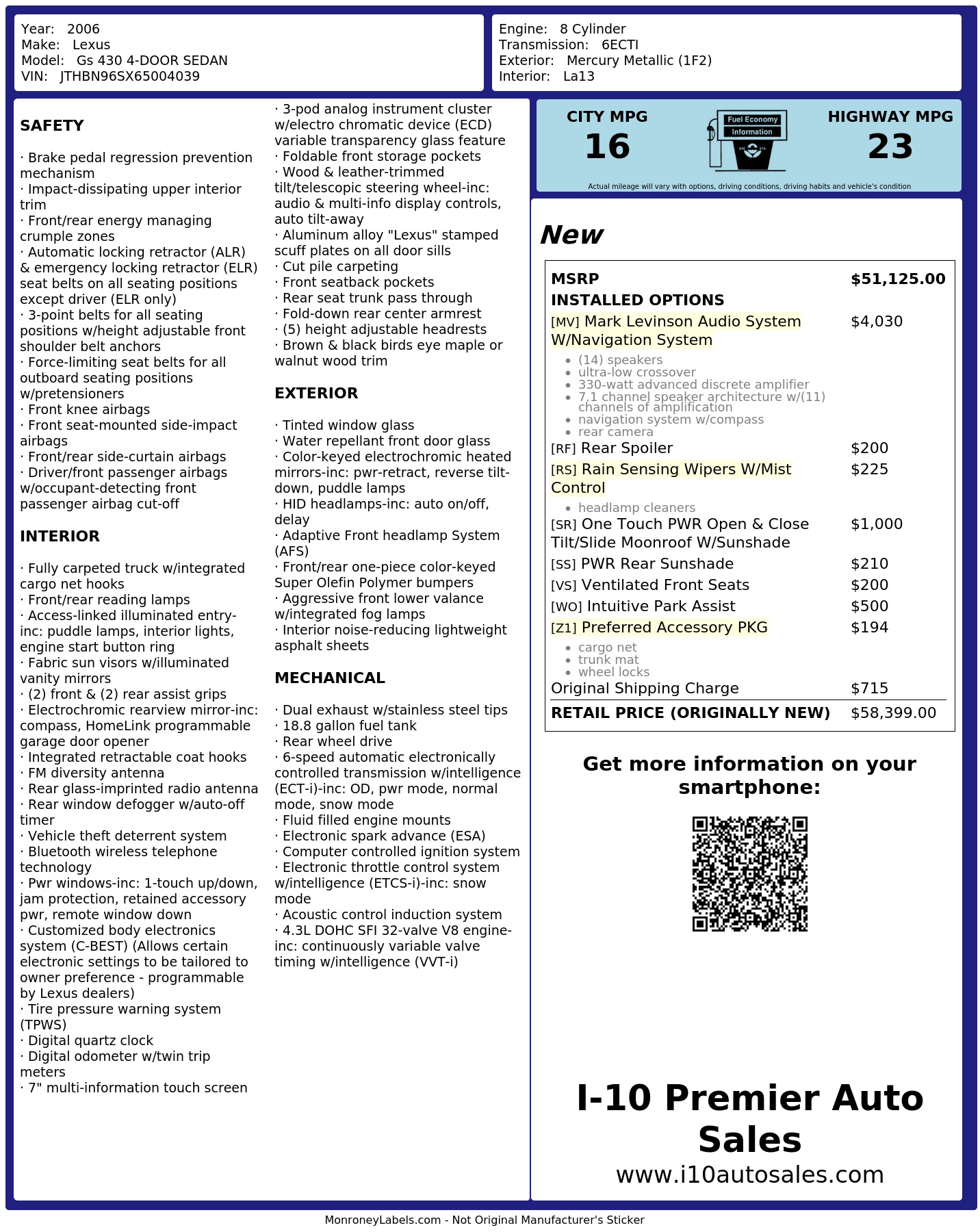 Monroney Label