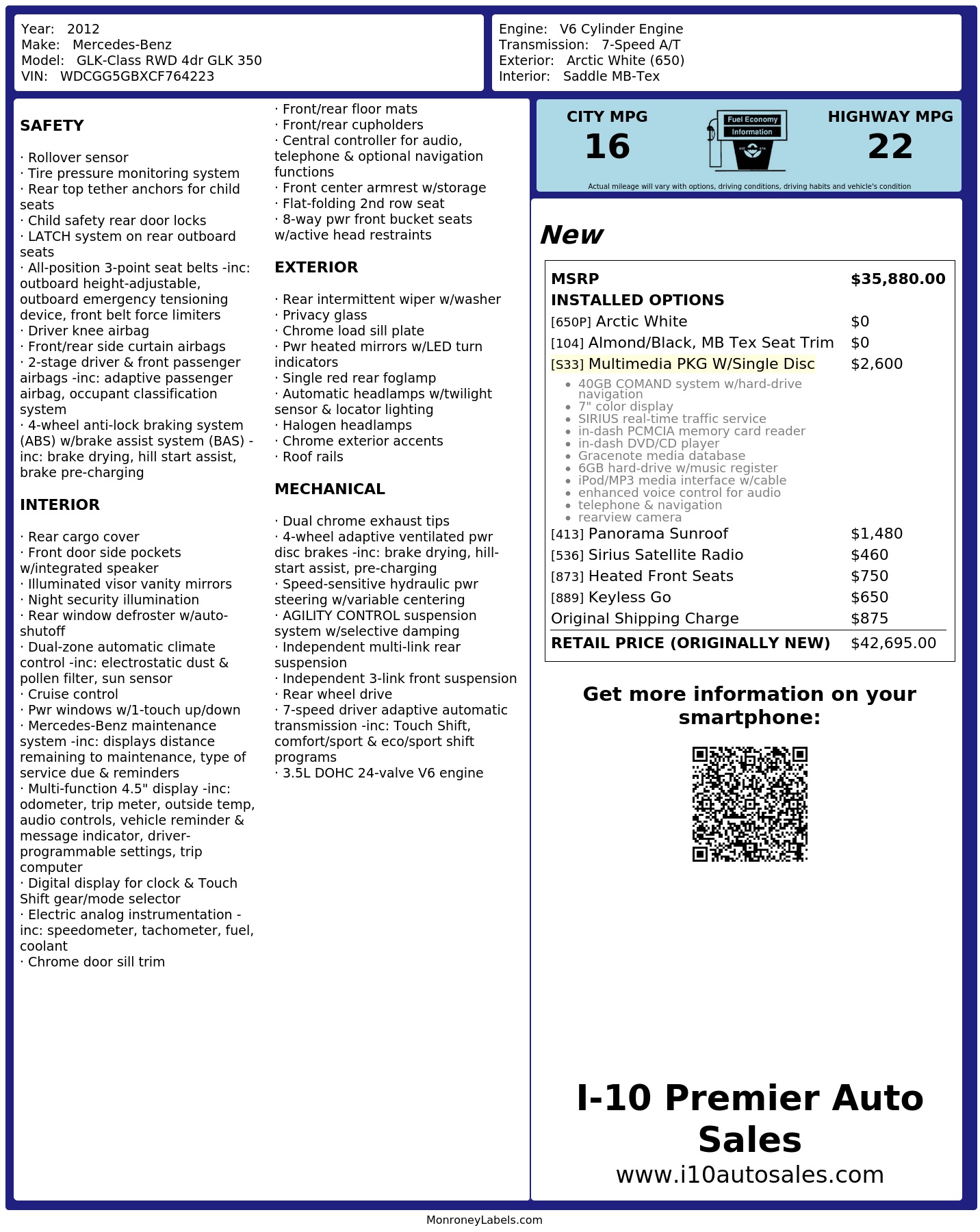 Monroney Label