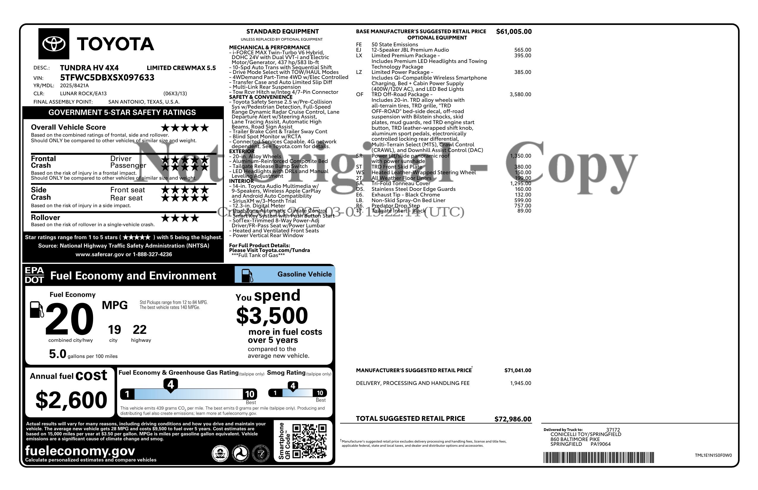 Monroney Label