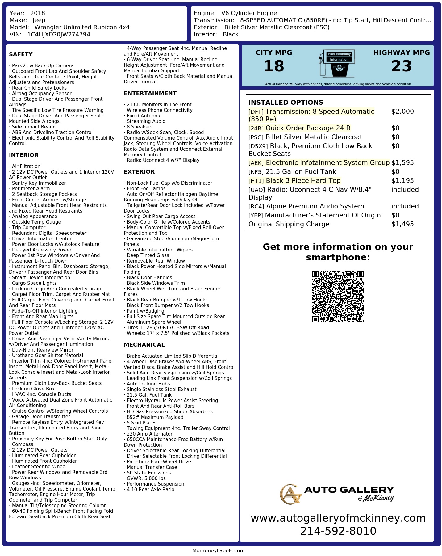 Monroney Label