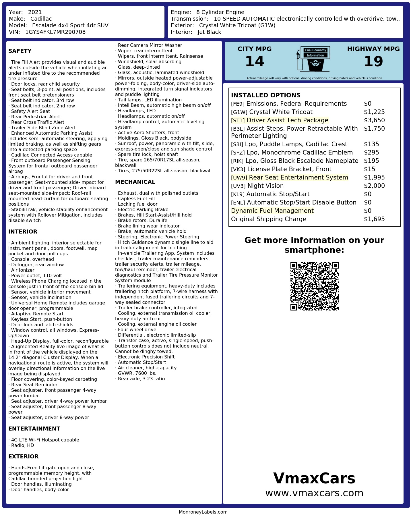 Monroney Label