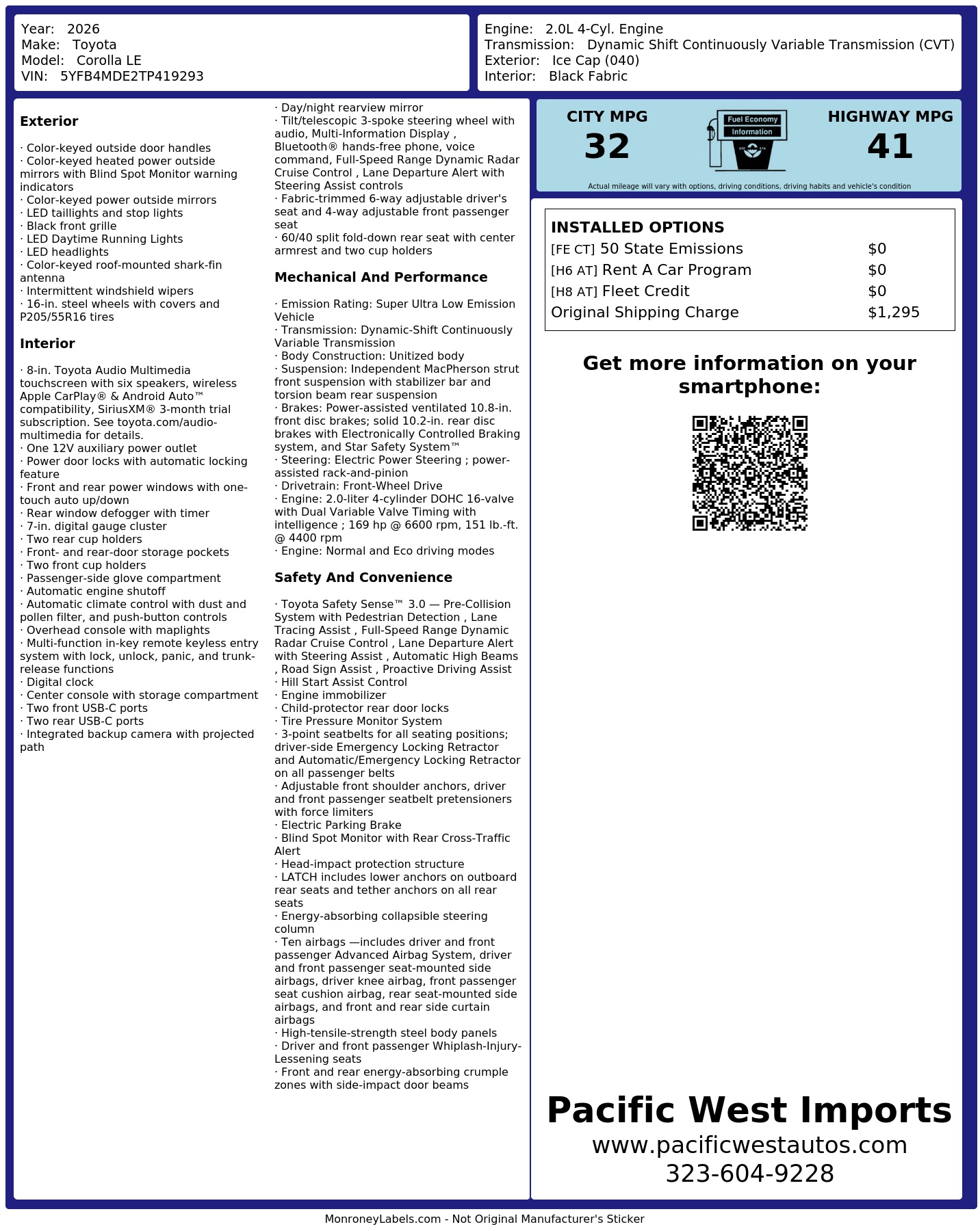 Monroney Label