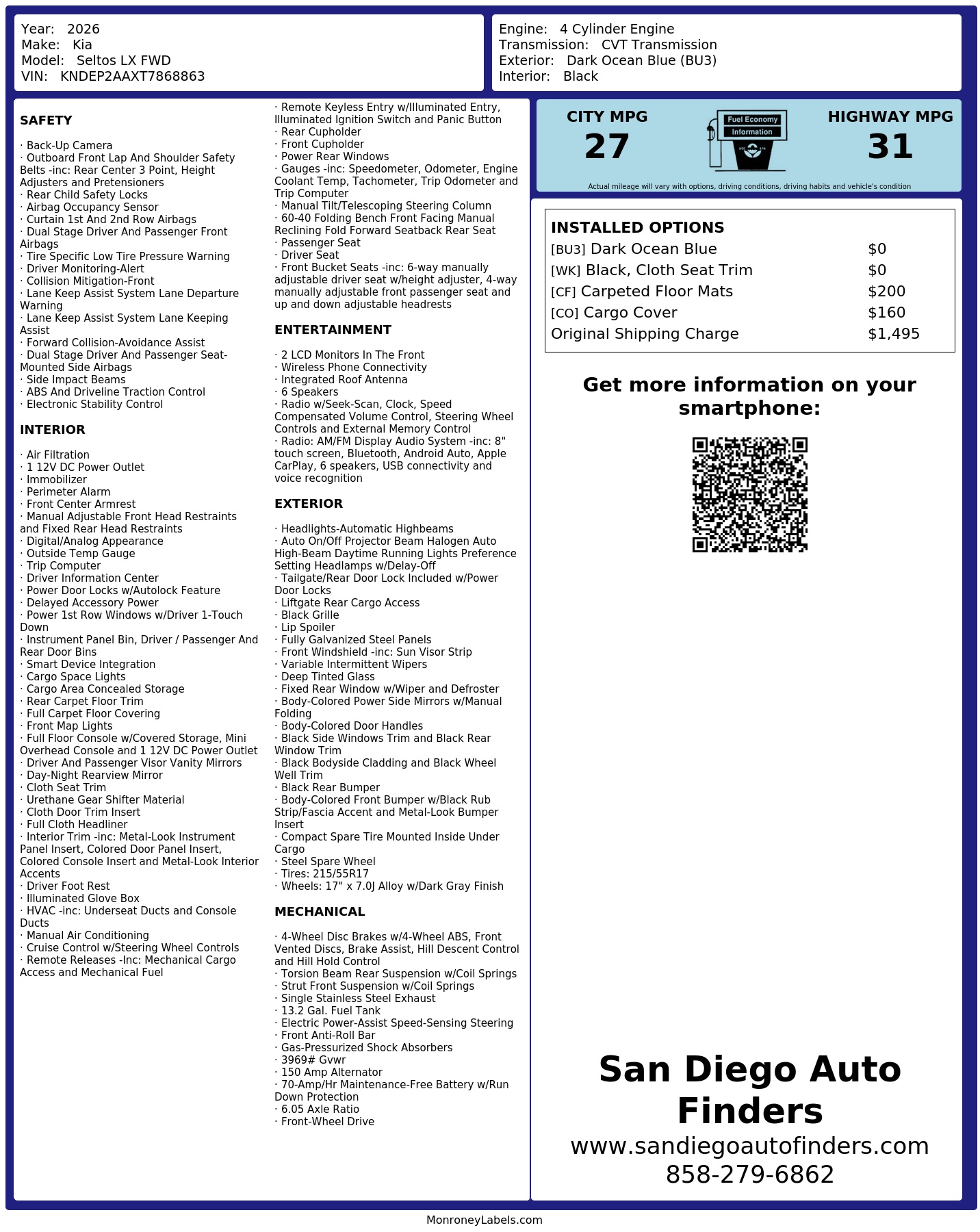 Monroney Label