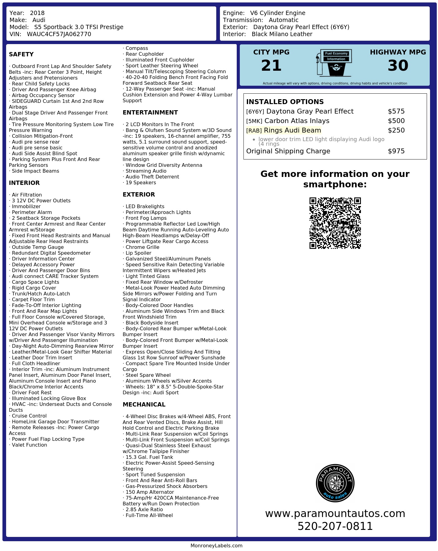Monroney Label