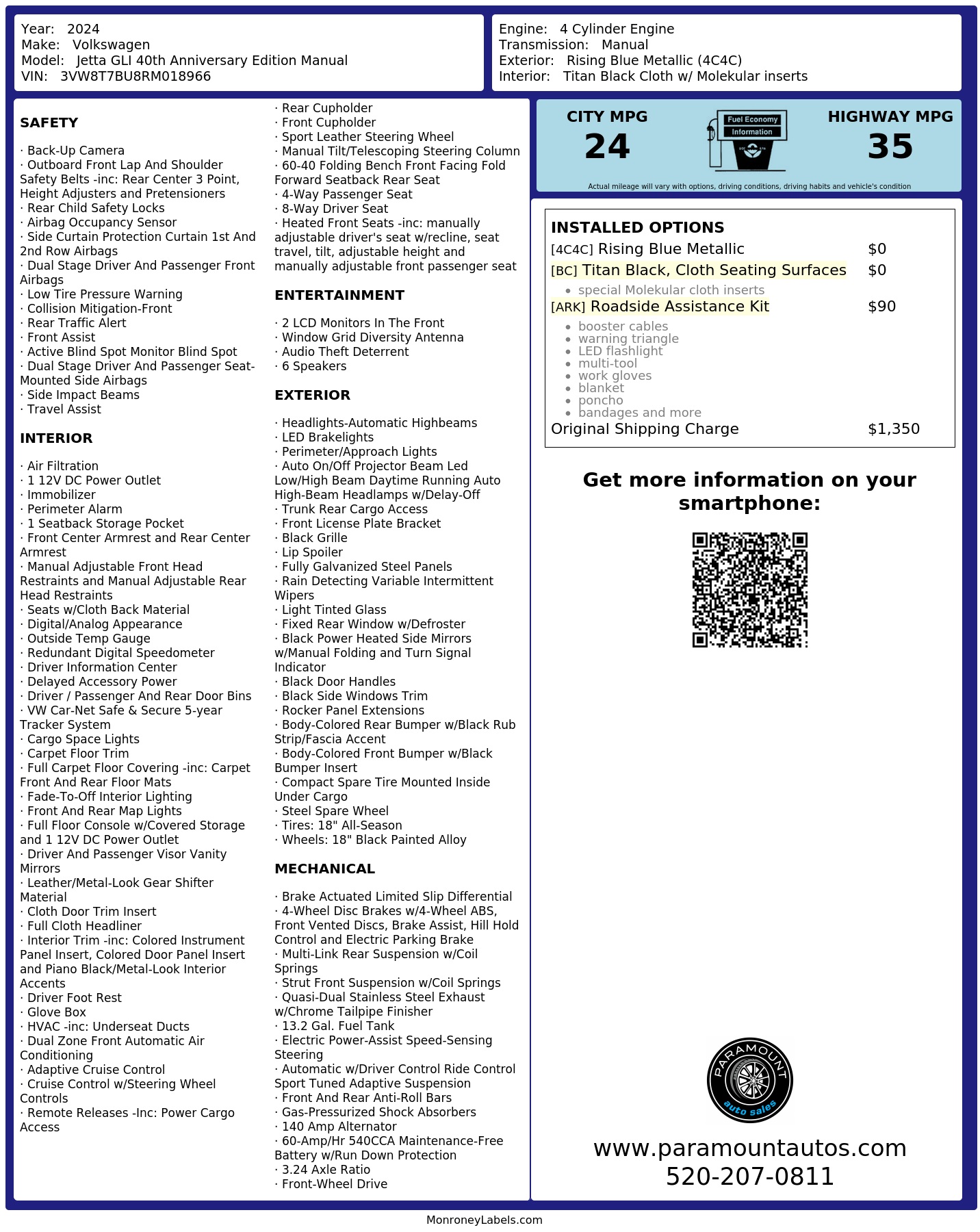 Monroney Label
