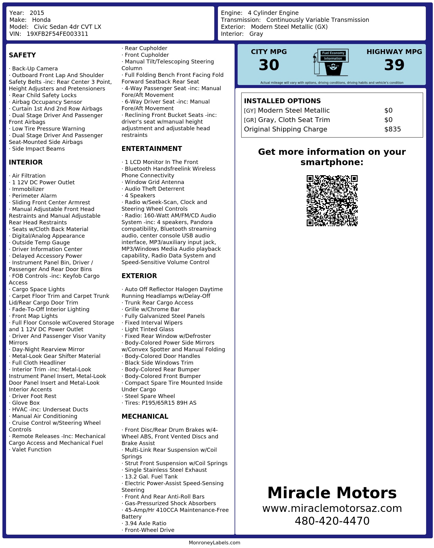 Monroney Label
