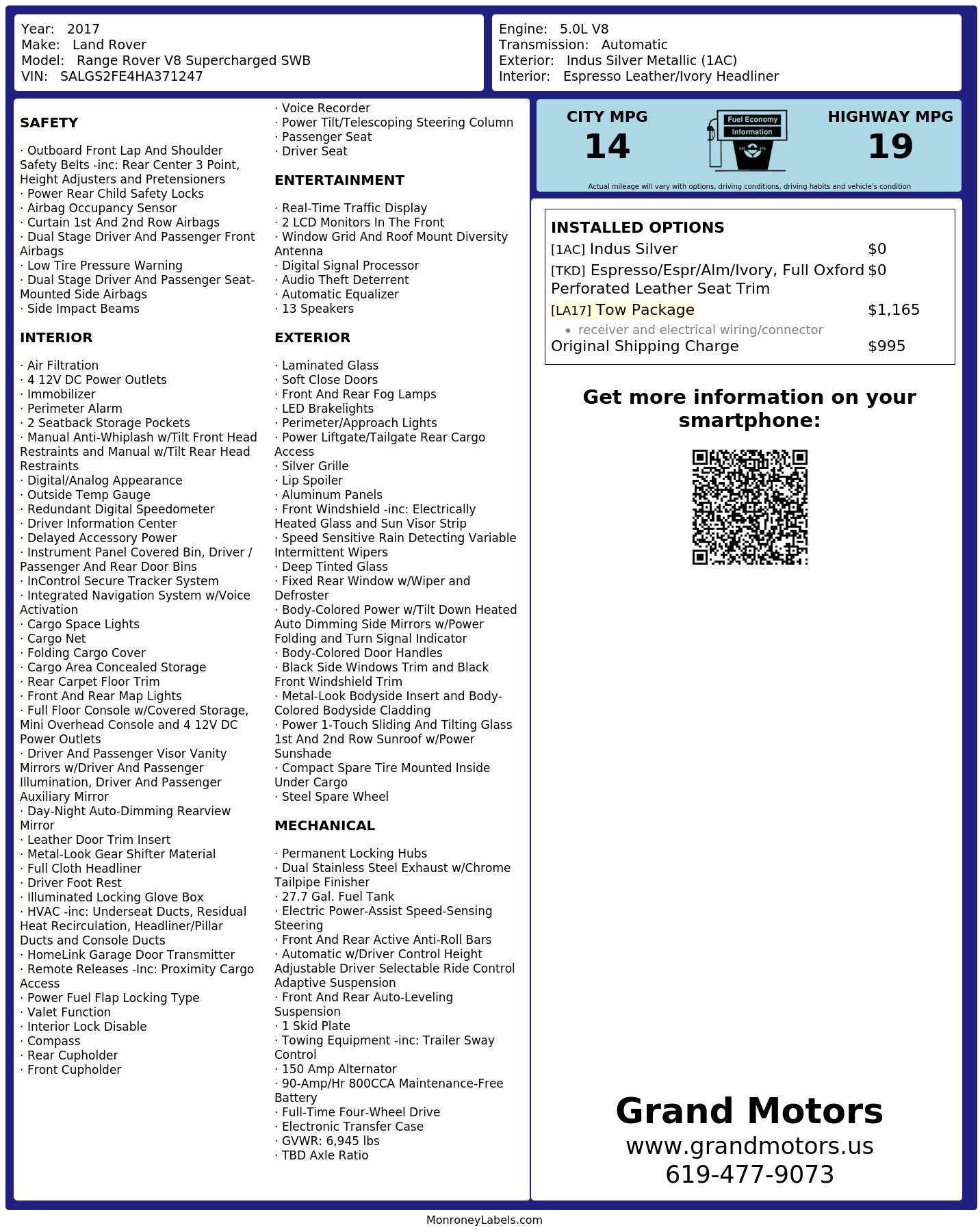 Monroney Label