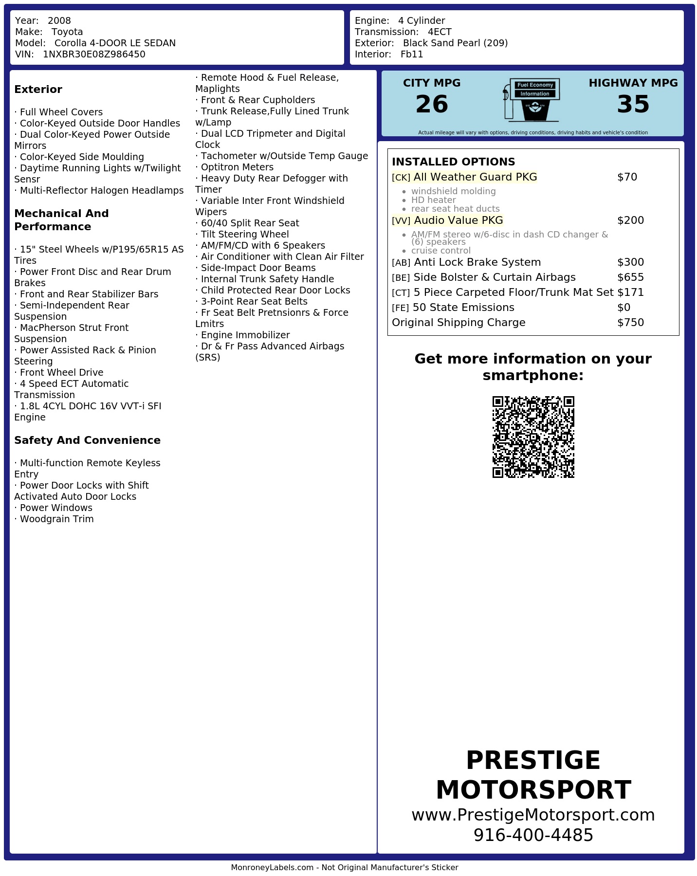 Monroney Label