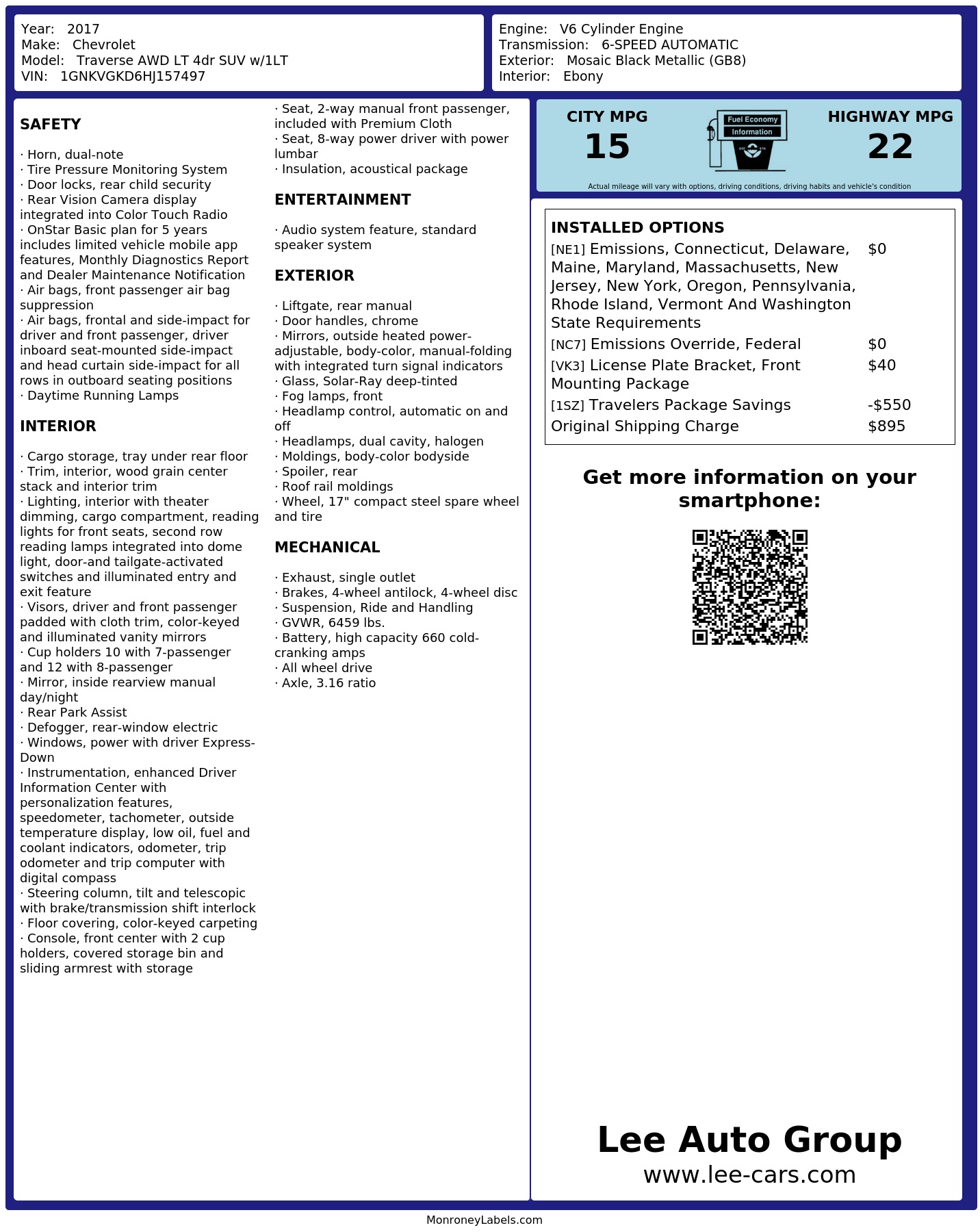 Monroney Label