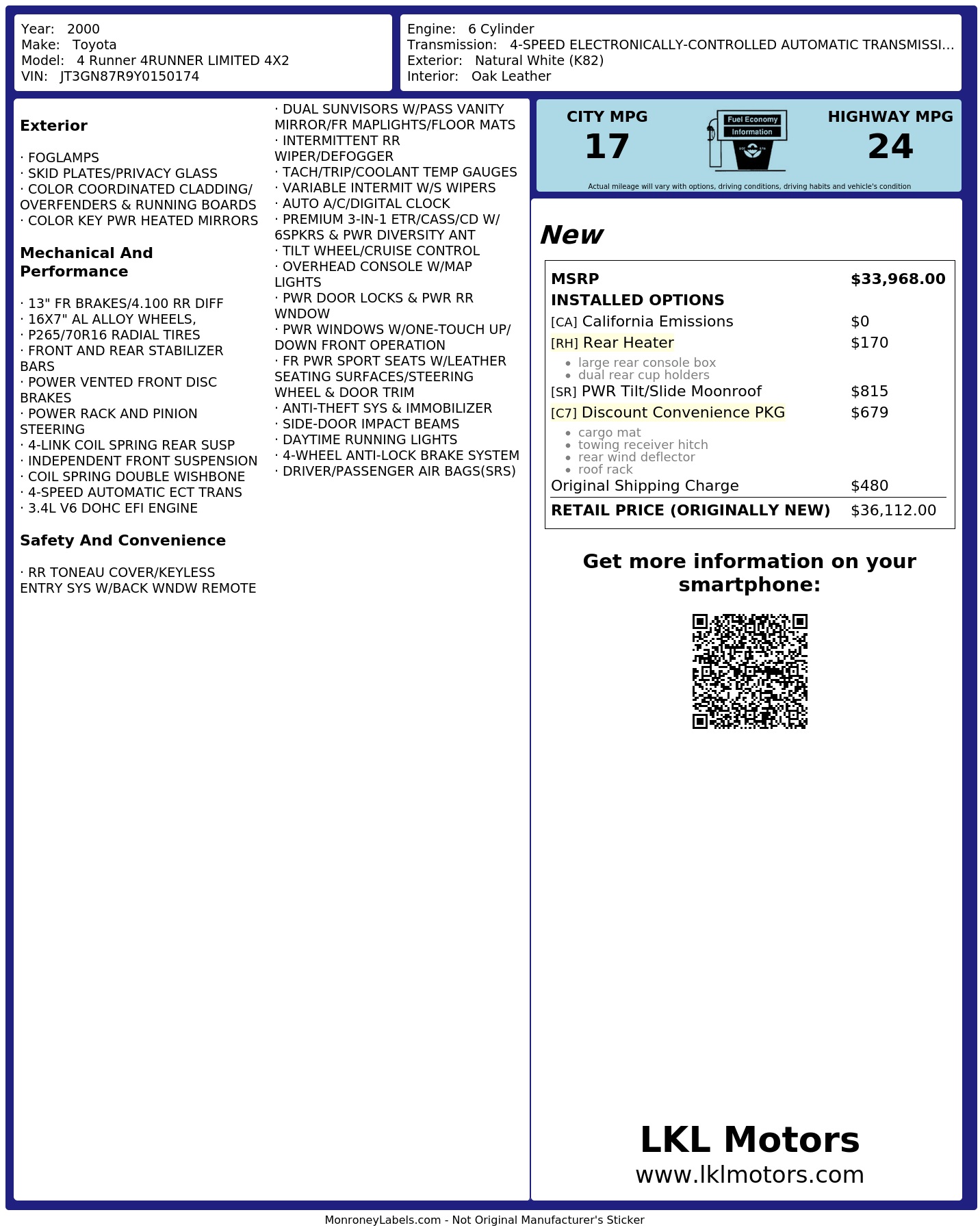 Monroney Label